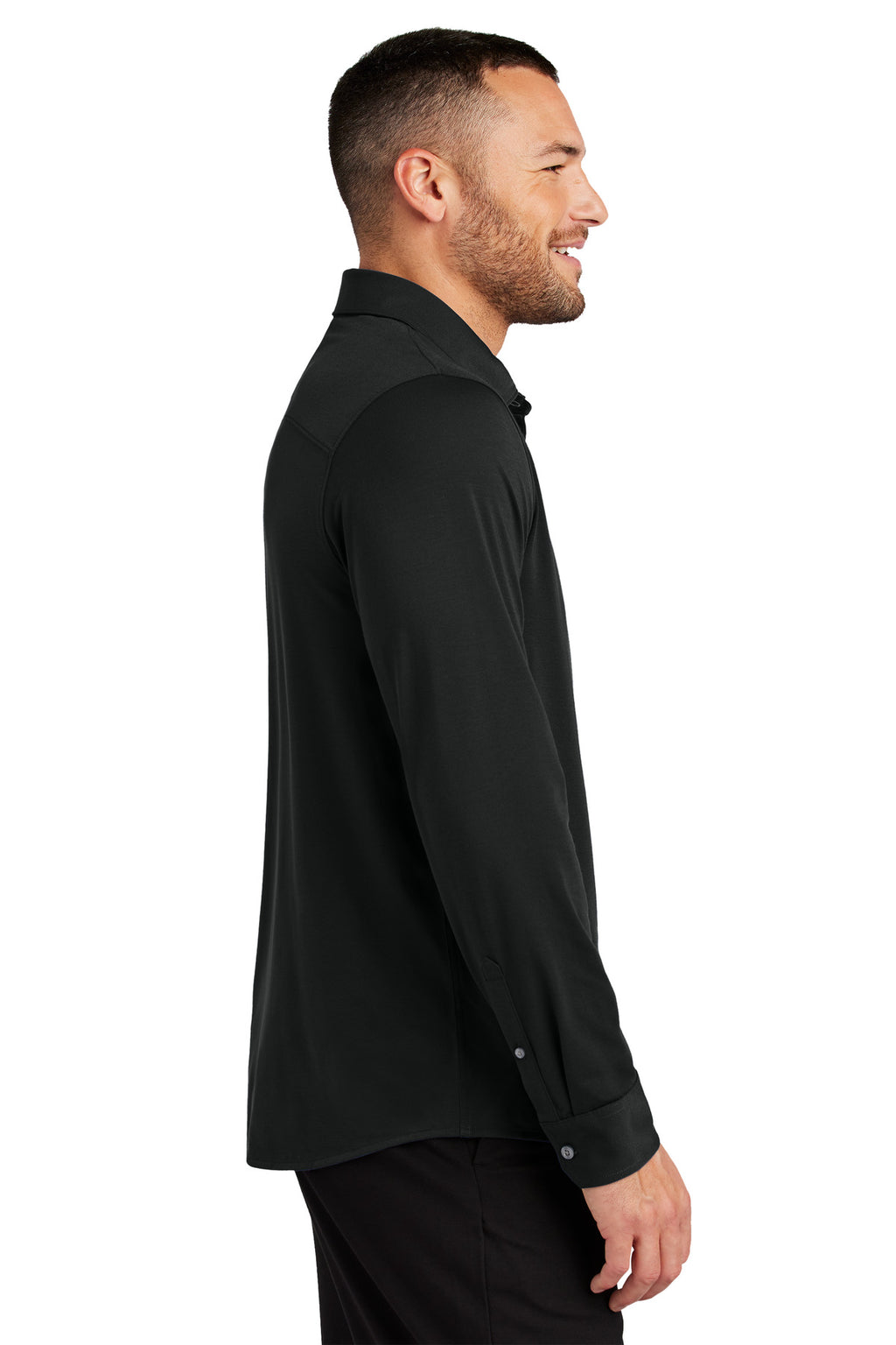 Mercer+Mettle Stretch Jersey Long Sleeve Shirt MM1018 - Deep Black - side
