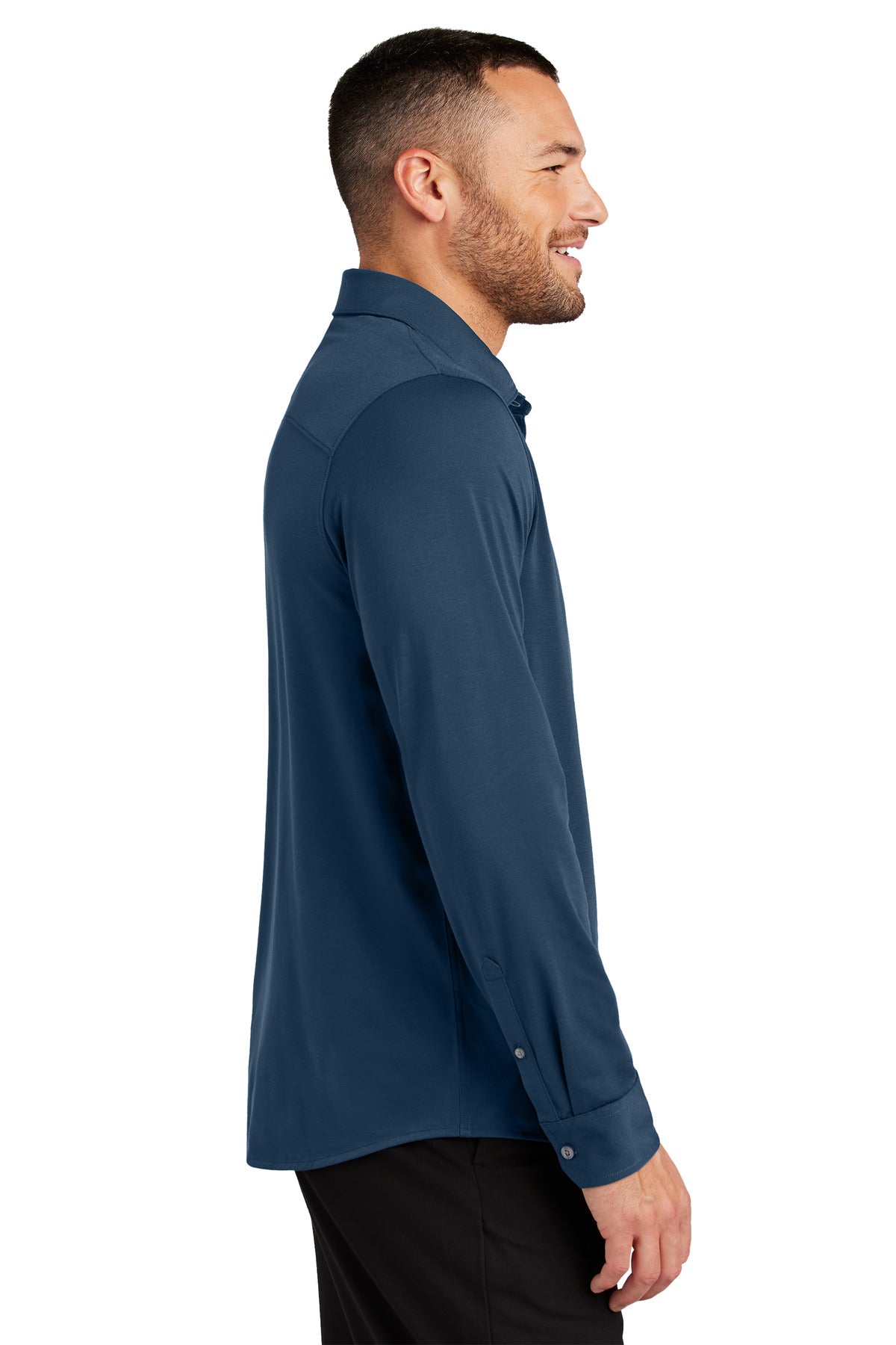 Mercer+Mettle Stretch Jersey Long Sleeve Shirt MM1018 - Insignia Blue - side