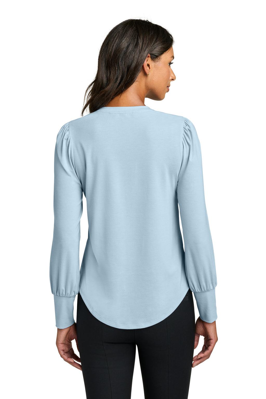 Mercer+Mettle Women's Stretch Jersey Long Sleeve Blouson Top MM1019 - Celestial Blue - back