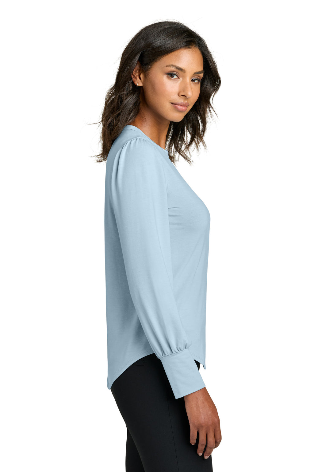 Mercer+Mettle Women's Stretch Jersey Long Sleeve Blouson Top MM1019 - Celestial Blue - side