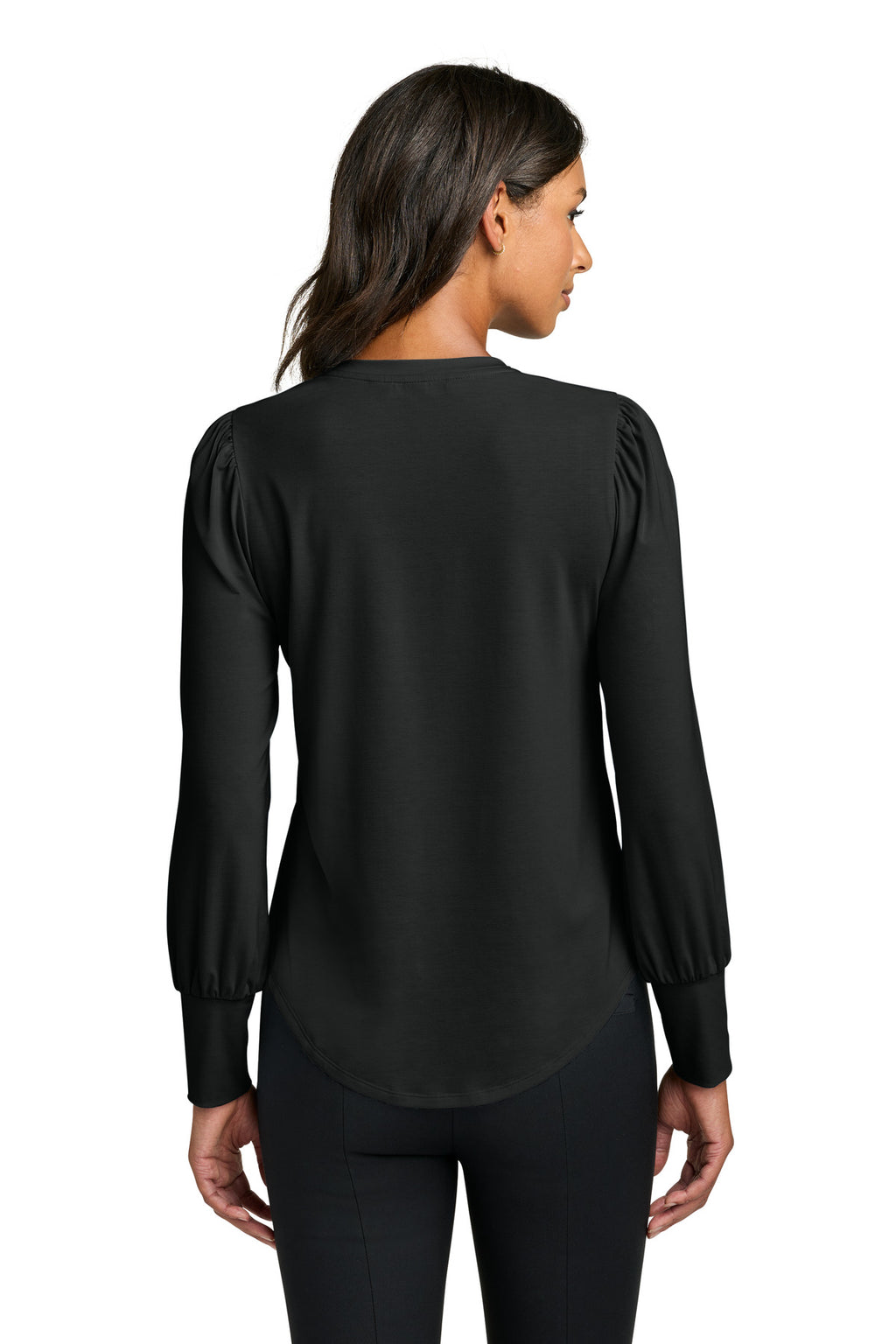Mercer+Mettle Women's Stretch Jersey Long Sleeve Blouson Top MM1019 - Deep Black - back