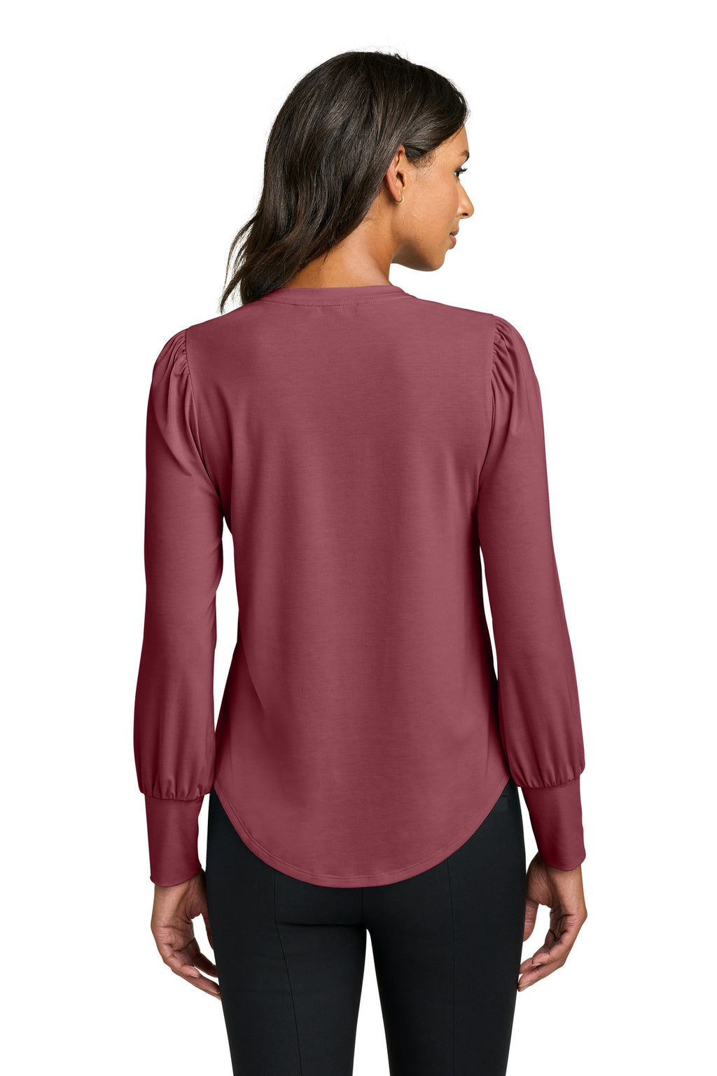 Mercer+Mettle Women's Stretch Jersey Long Sleeve Blouson Top MM1019 - Rosewood - back