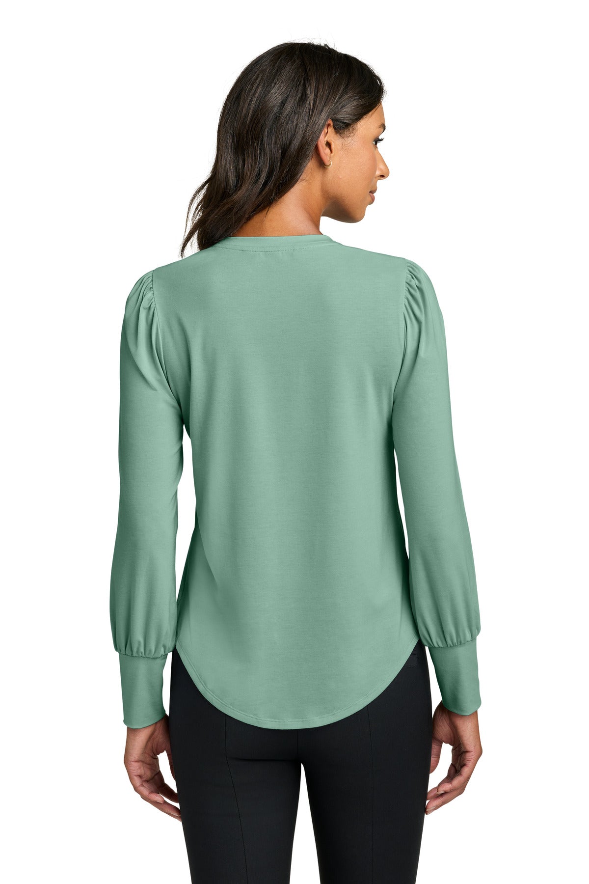 Mercer+Mettle Women's Stretch Jersey Long Sleeve Blouson Top MM1019 - Sage - back