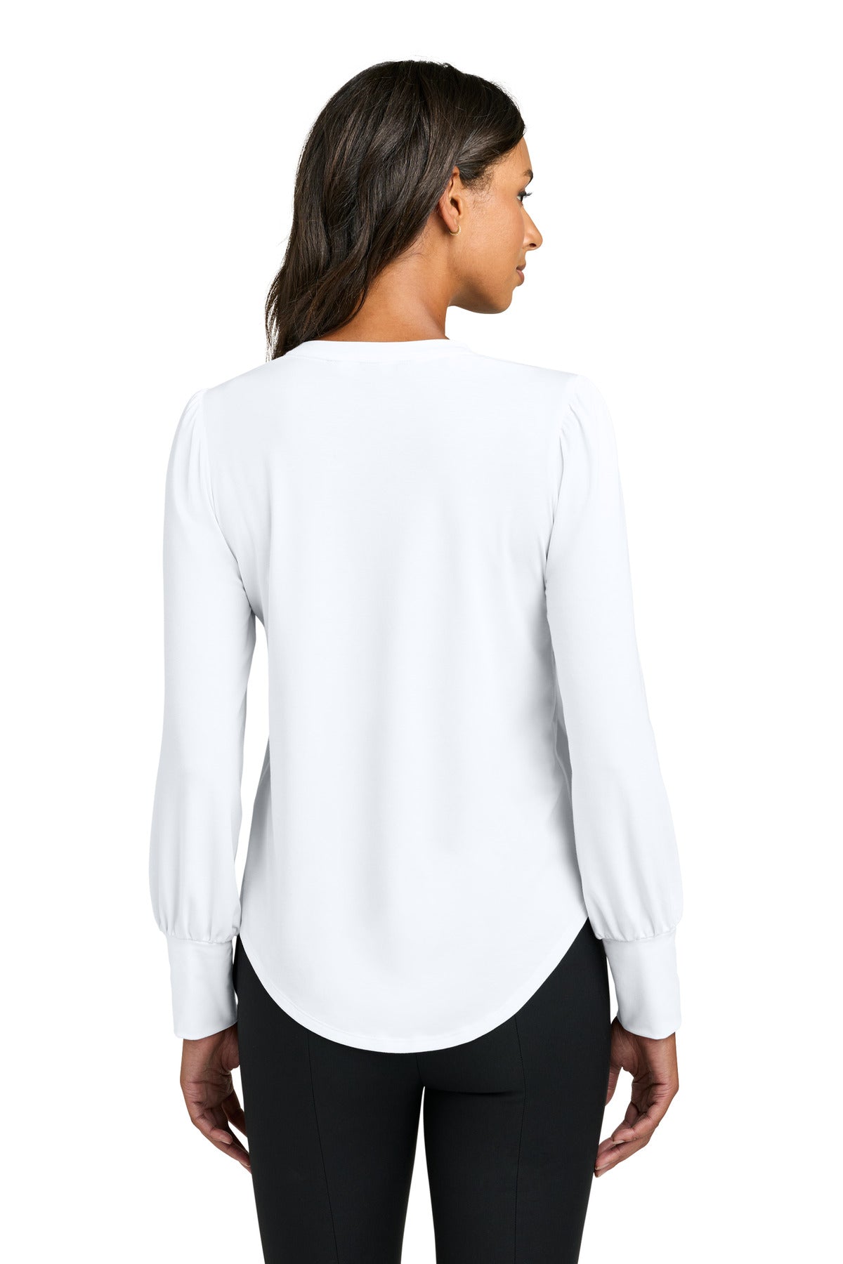 Mercer+Mettle Women's Stretch Jersey Long Sleeve Blouson Top MM1019 - White - back