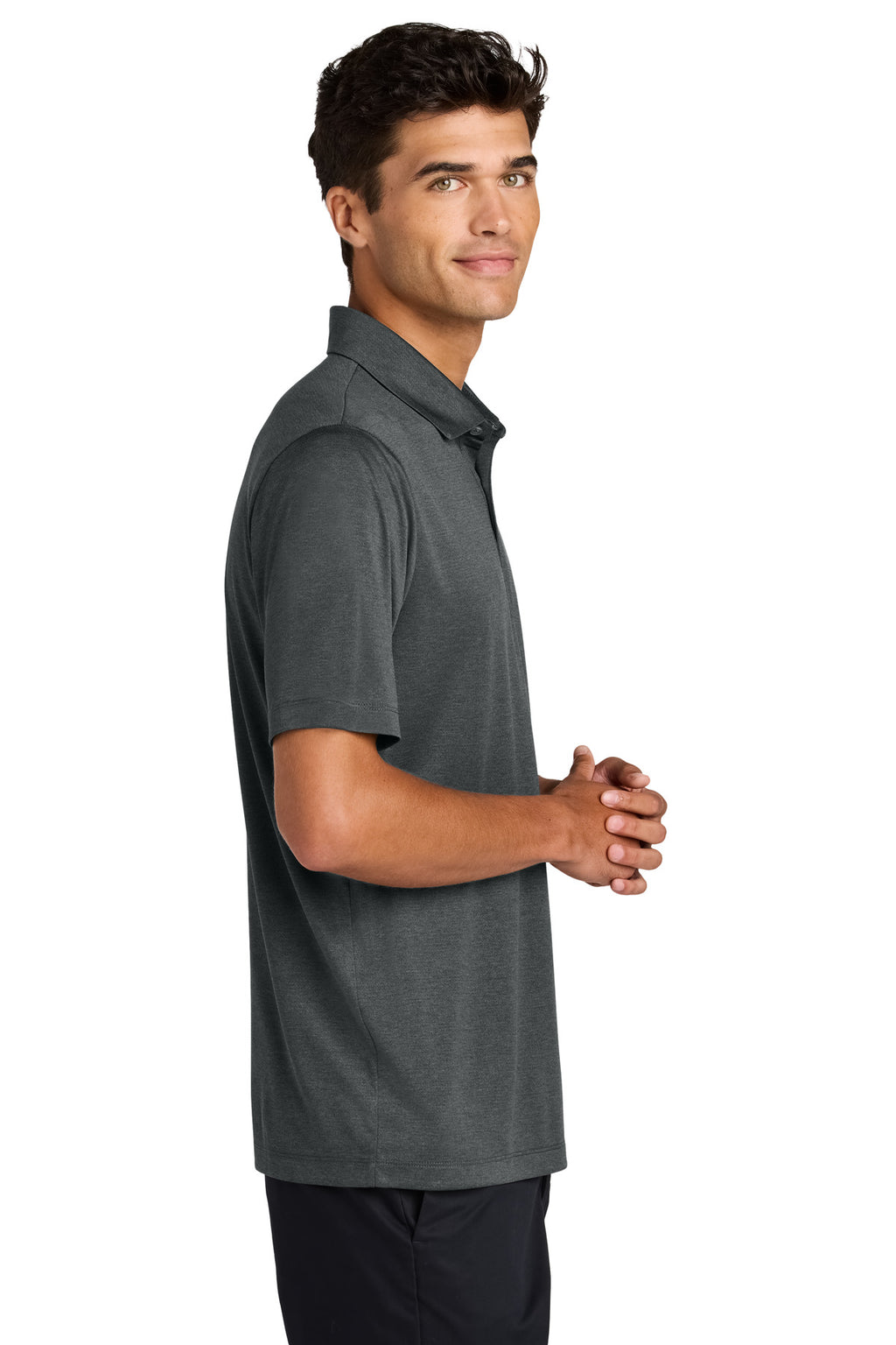 Mercer+Mettle Recharge Jersey Polo MM1020 - Anchor Grey Heather - side