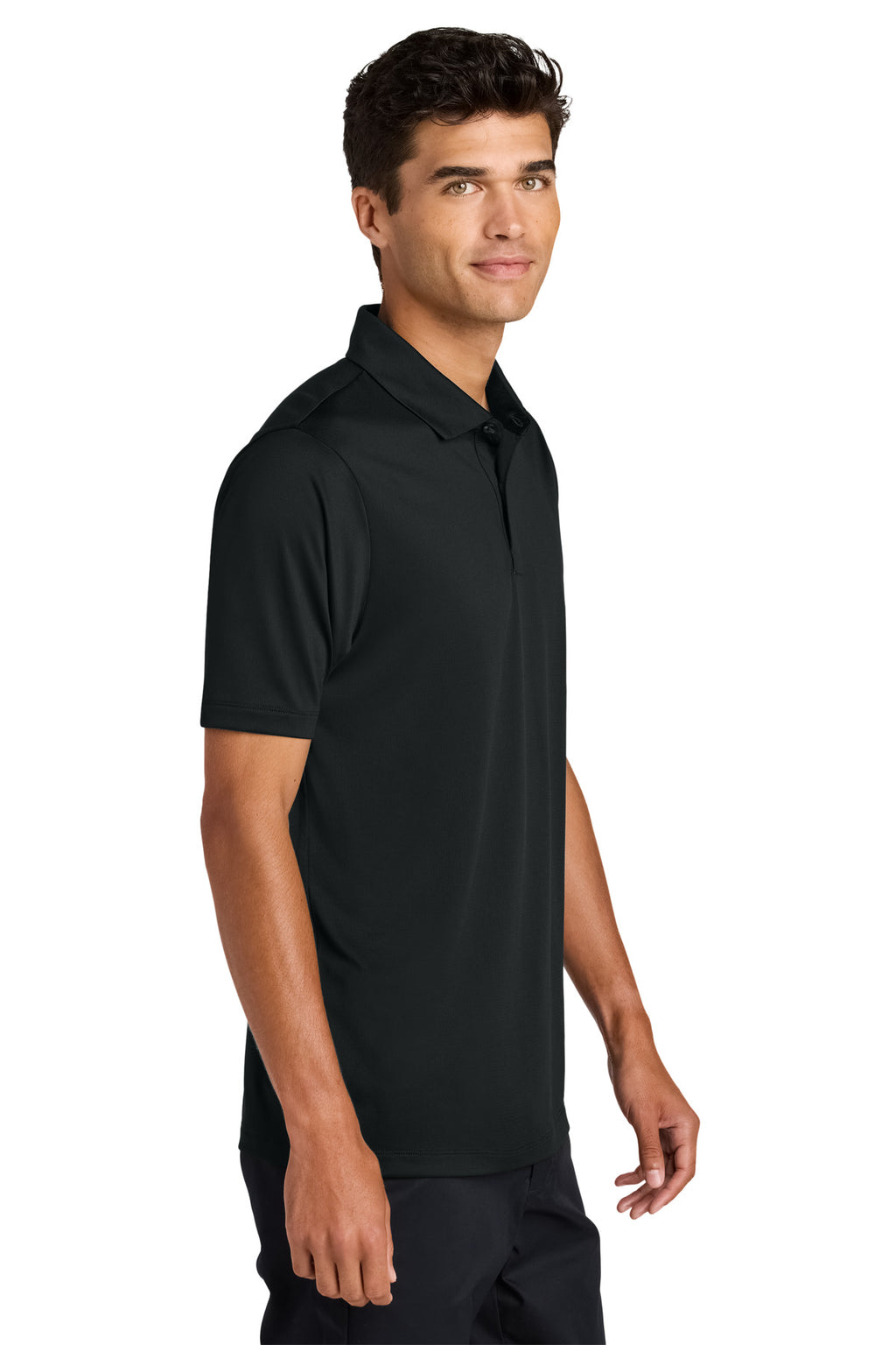 Mercer+Mettle Recharge Jersey Polo MM1020 - Deep Black - side