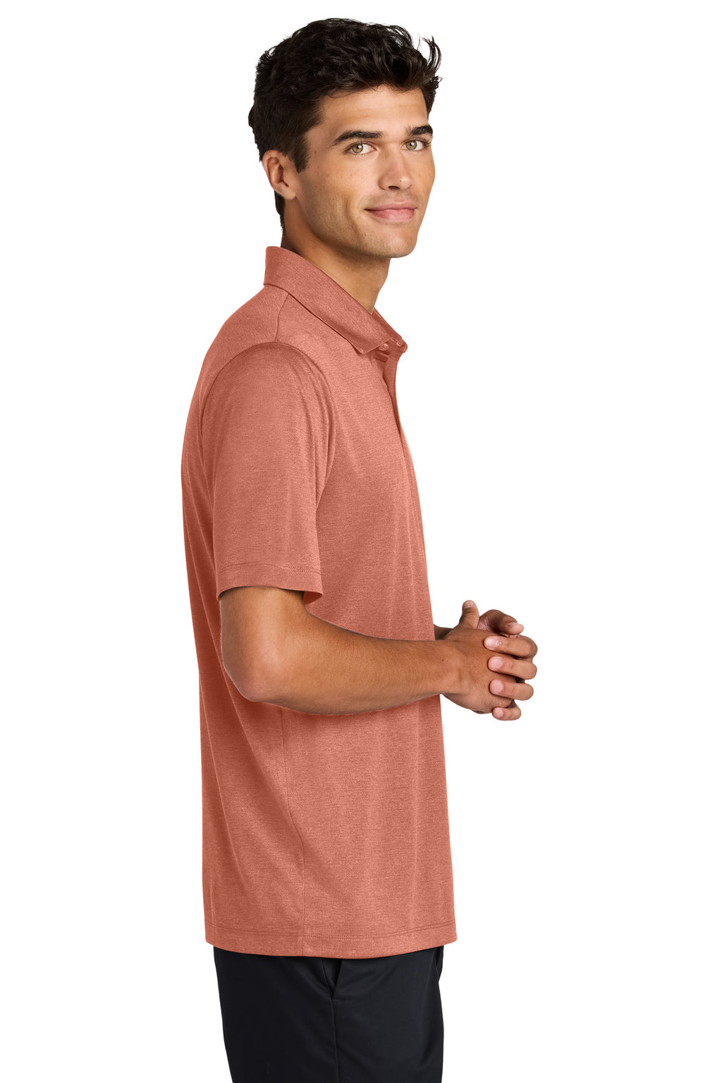 Mercer+Mettle Recharge Jersey Polo MM1020 - Sienna Heather - side