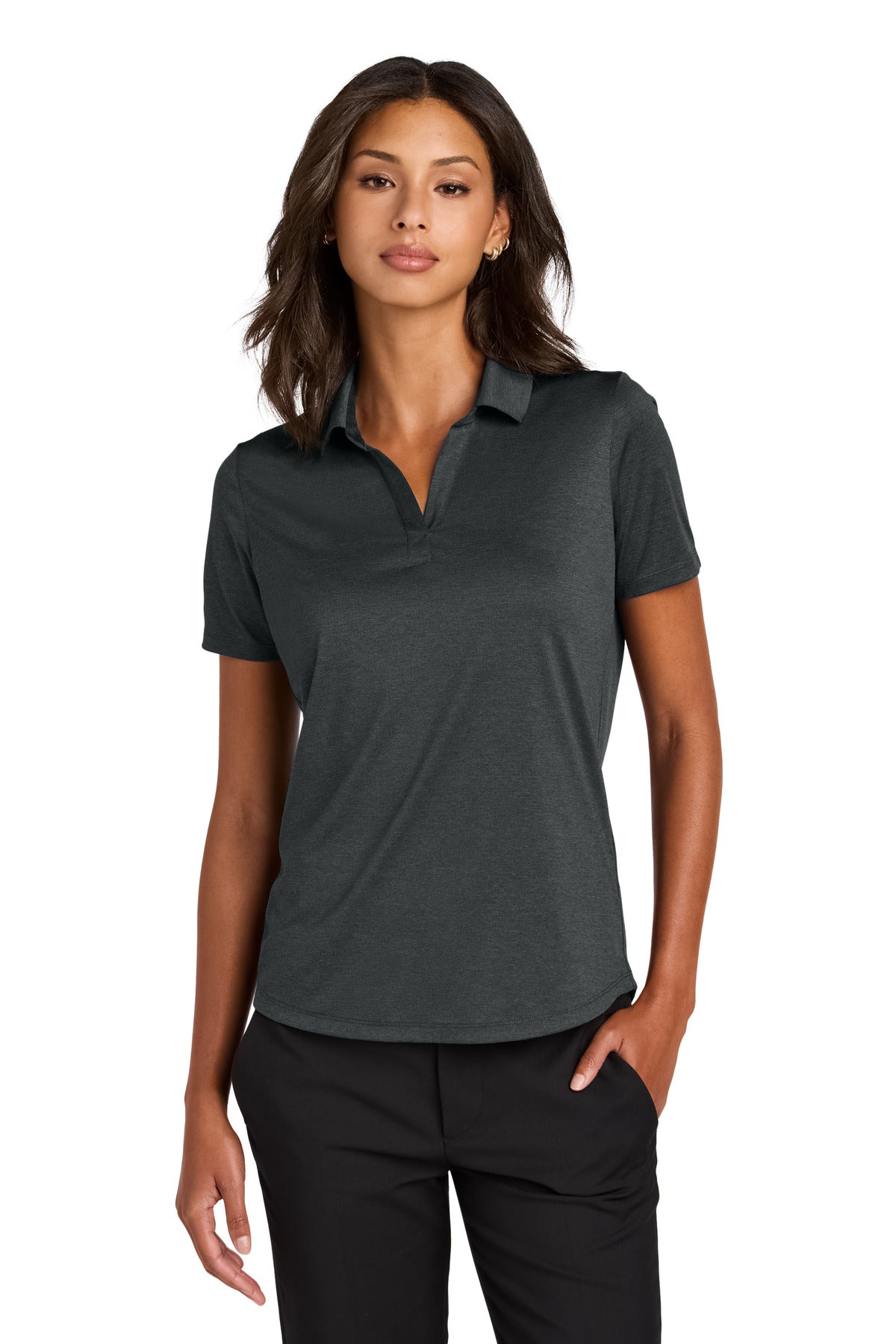 Mercer+Mettle Women's Recharge Jersey Polo MM1021 - Anchor Grey Heather - front