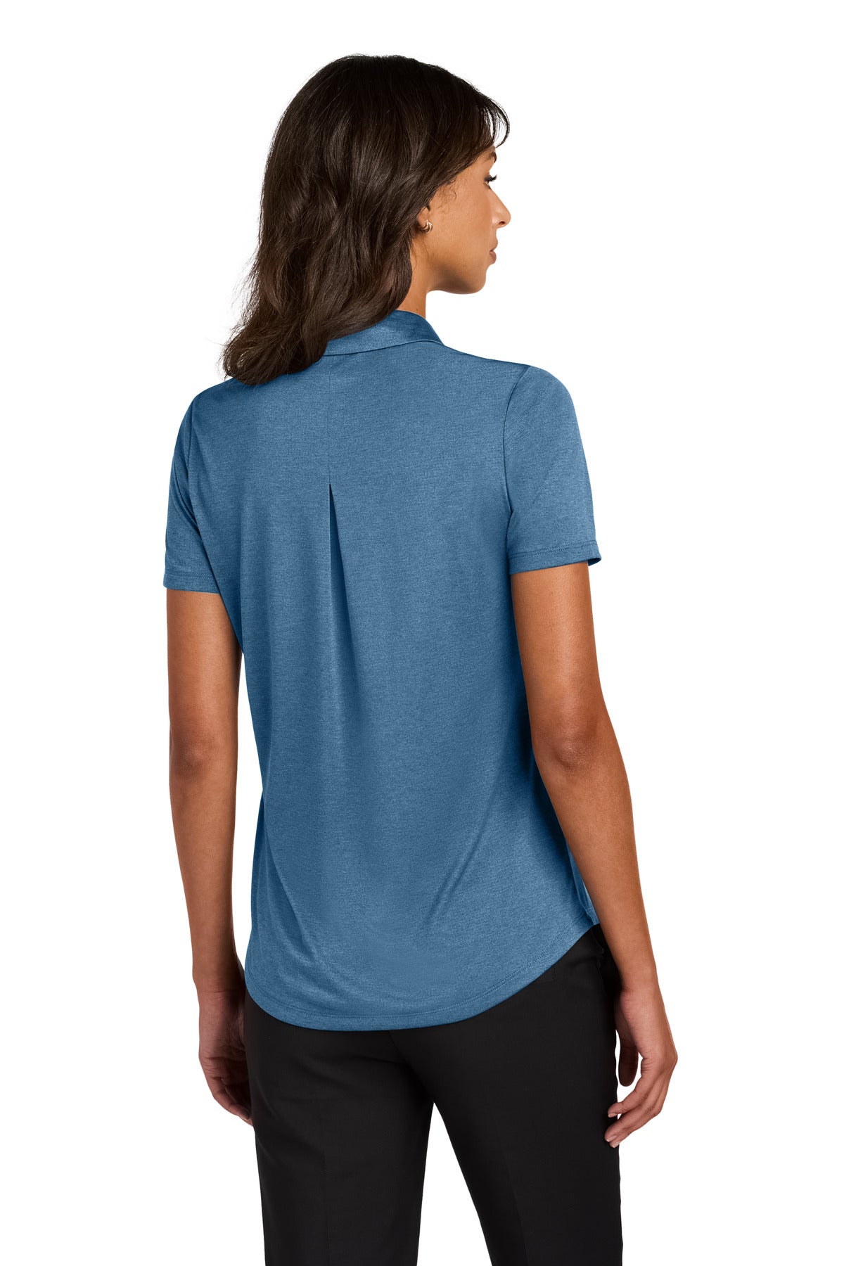 Mercer+Mettle Women's Recharge Jersey Polo MM1021 - Harbor Blue Heather - back