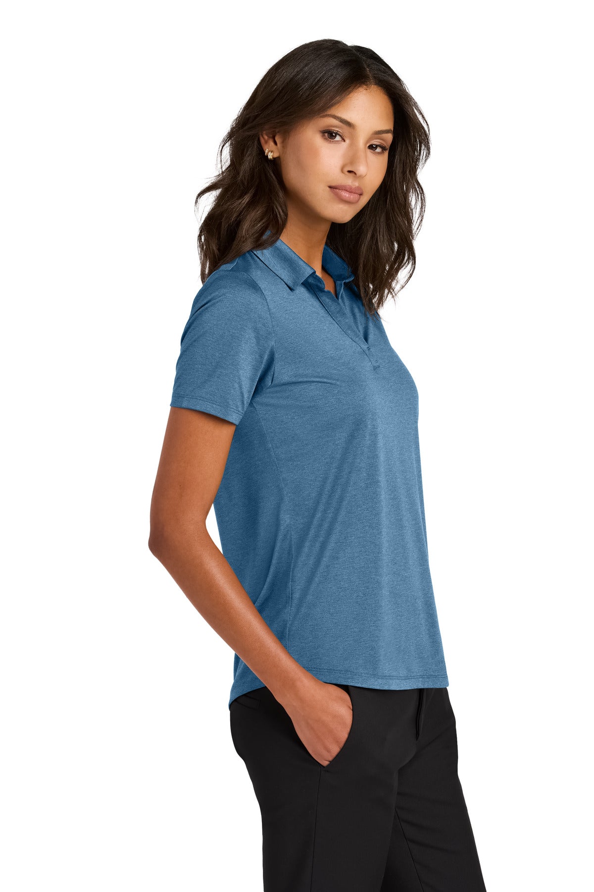 Mercer+Mettle Women's Recharge Jersey Polo MM1021 - Harbor Blue Heather - side