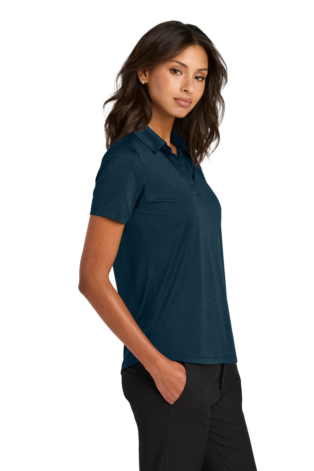 Mercer+Mettle Women's Recharge Jersey Polo MM1021 - Insignia Blue Heather - side