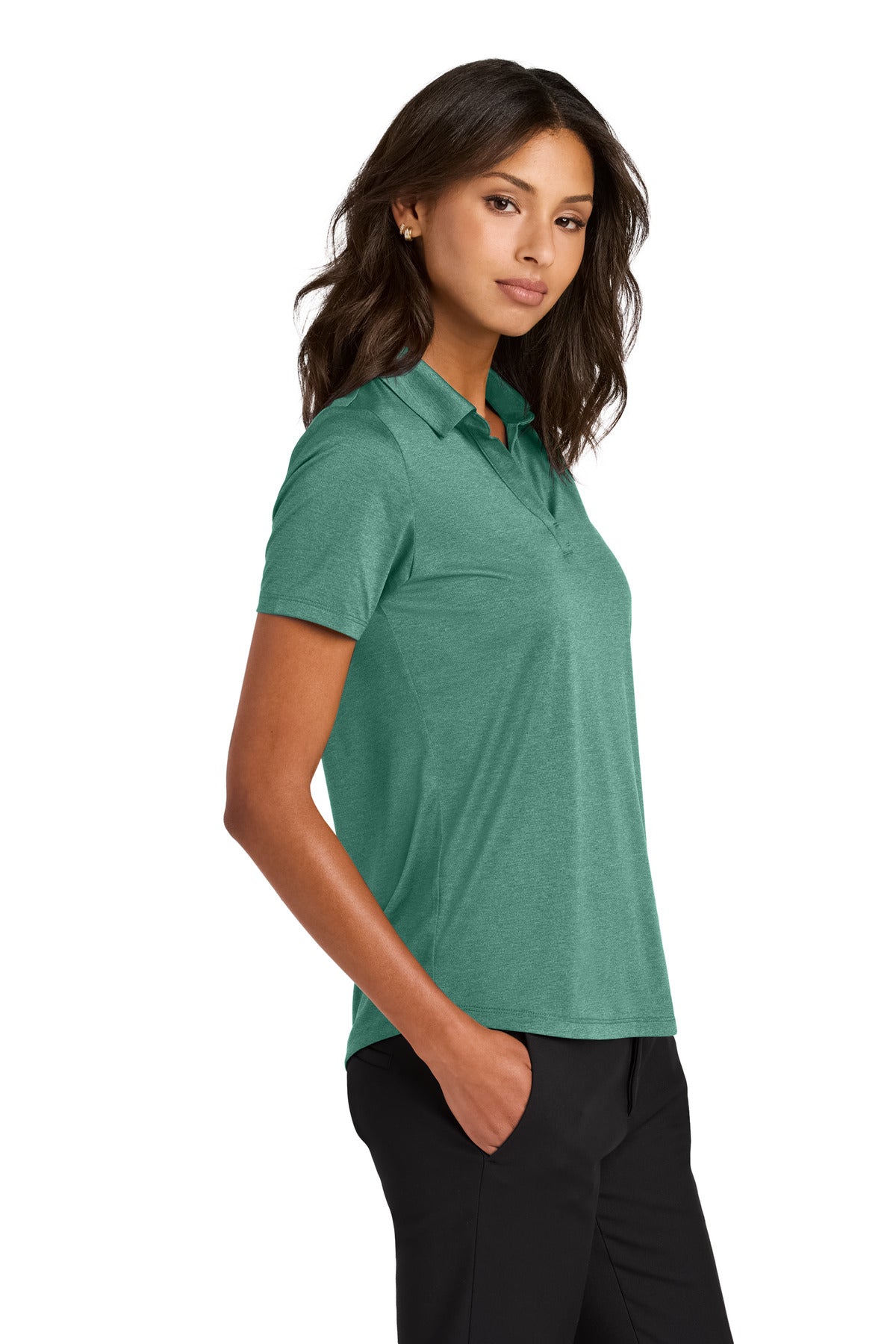 Mercer+Mettle Women's Recharge Jersey Polo MM1021 - Sage Heather - side