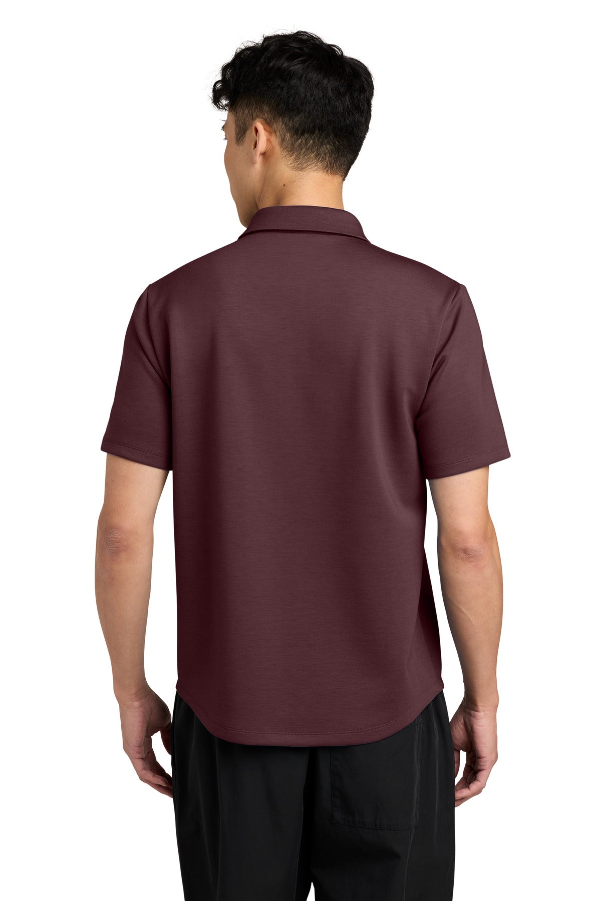 Mercer+Mettle Lite Spacer Polo MM1040 - Dark Raisin - back