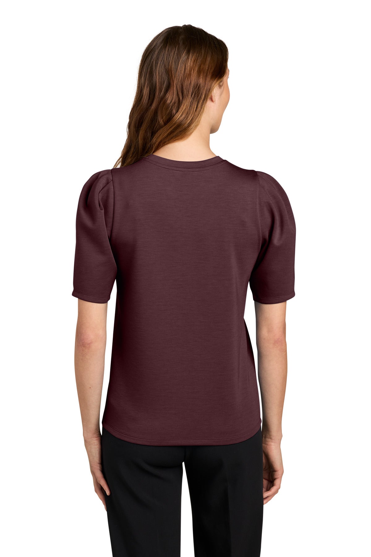 Mercer+Mettle Women's Short Sleeve Lite Spacer Top MM1041 - Dark Raisin - back