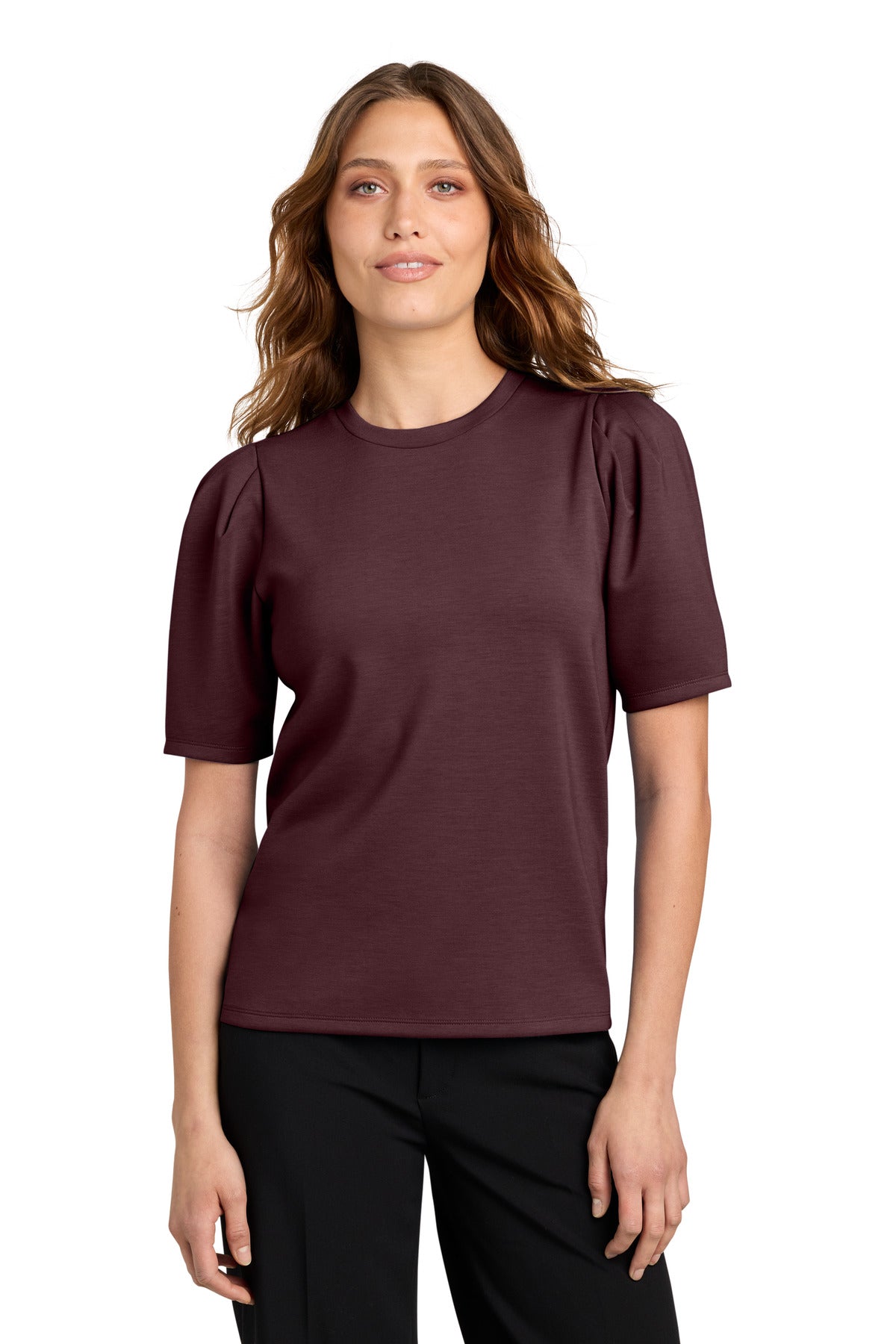 Mercer+Mettle Women's Short Sleeve Lite Spacer Top MM1041 - Dark Raisin - front