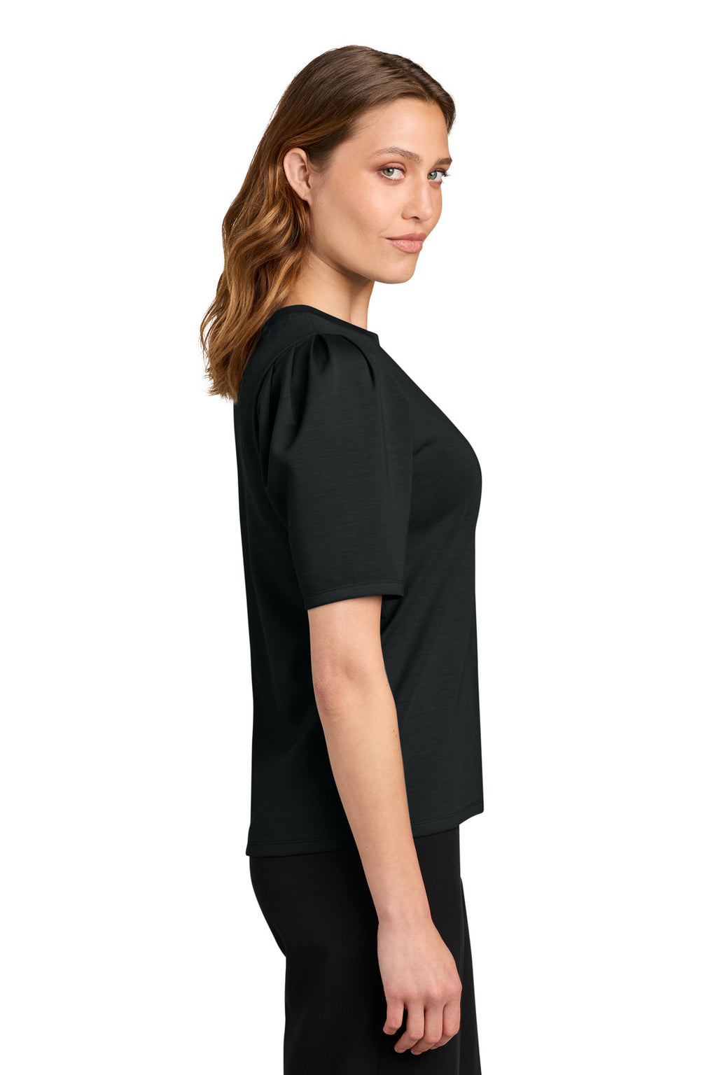Mercer+Mettle Women's Short Sleeve Lite Spacer Top MM1041 - Deep Black - side