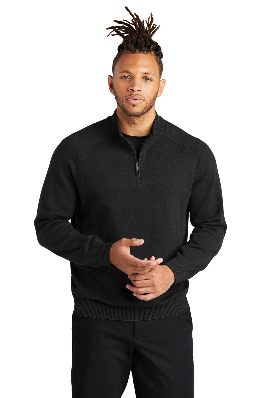 Mercer+Mettle 1/4-Zip Sweater MM3020 - Deep Black - front