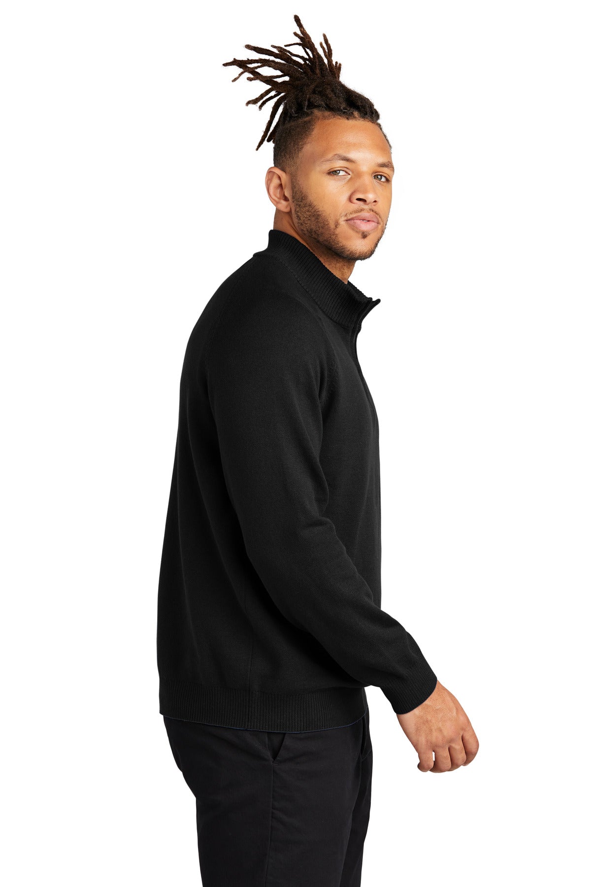 Mercer+Mettle 1/4-Zip Sweater MM3020 - Deep Black - side