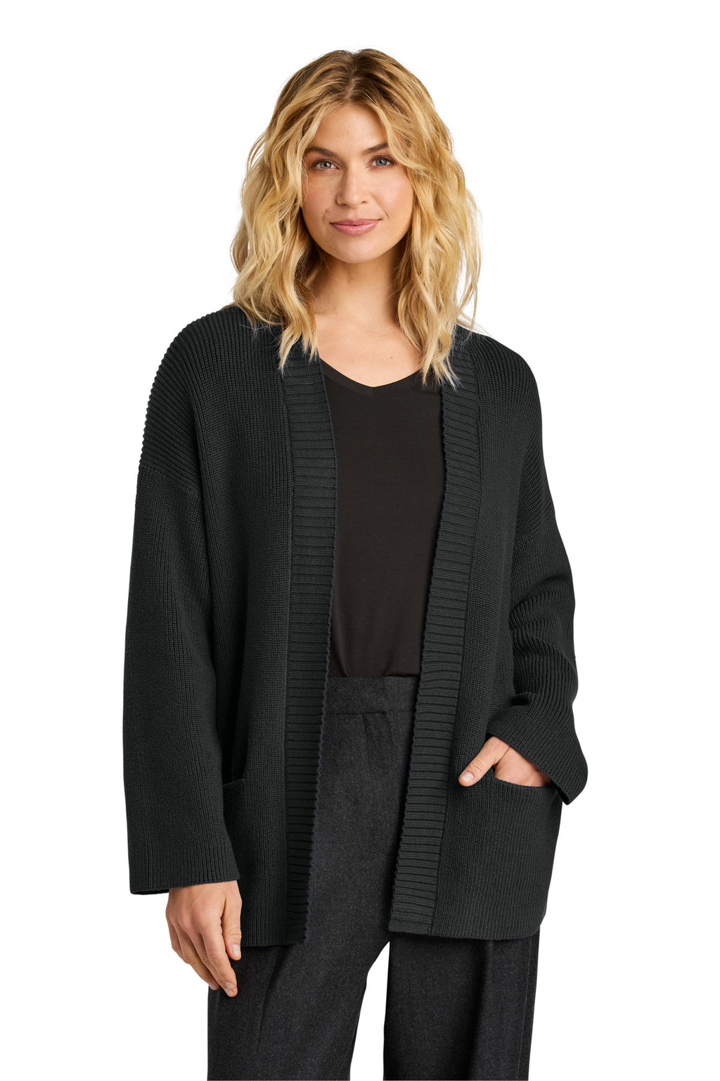 Mercer+Mettle Women's Open Cardi MM3021 - Deep Black - front