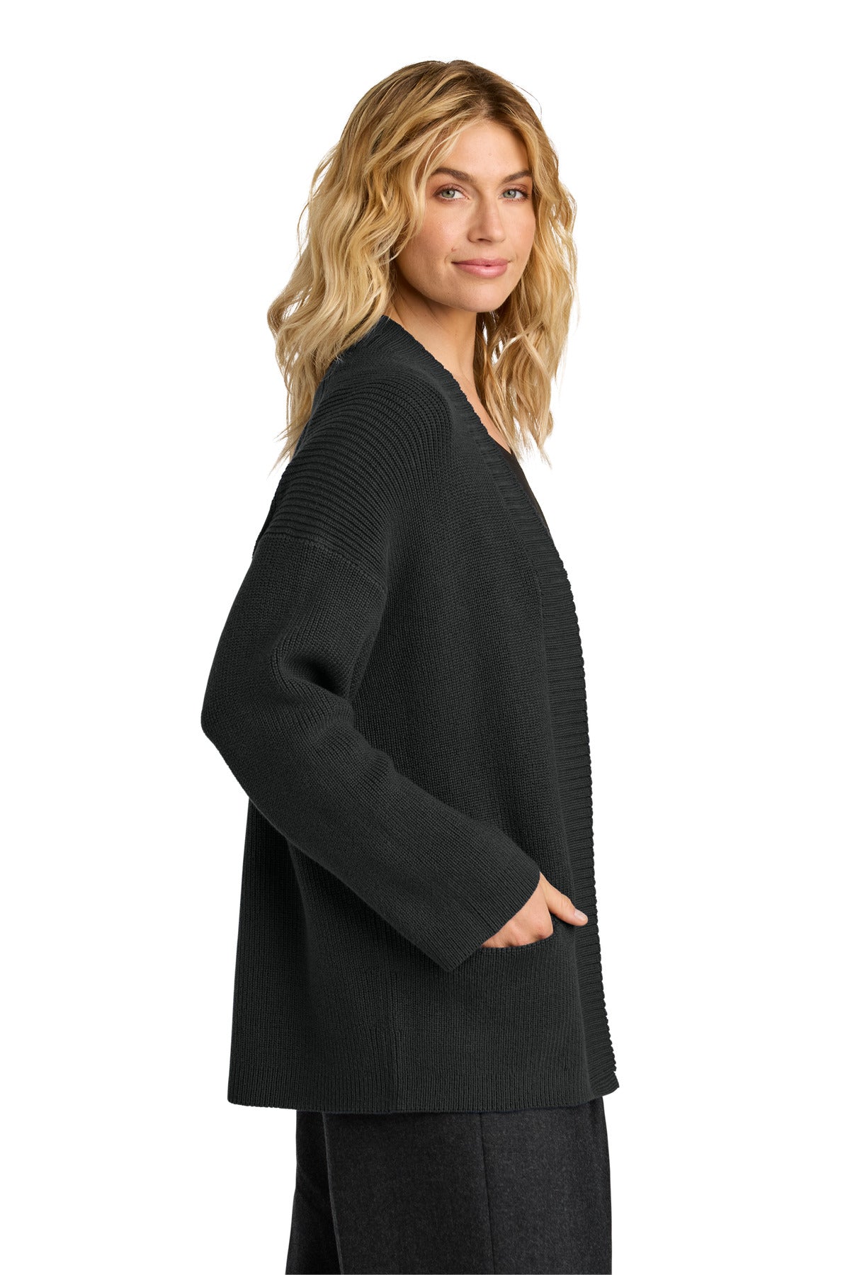 Mercer+Mettle Women's Open Cardi MM3021 - Deep Black - side