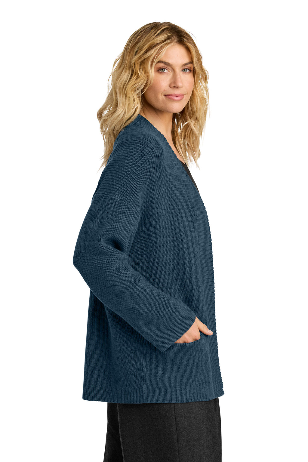 Mercer+Mettle Women's Open Cardi MM3021 - Insignia Blue - side