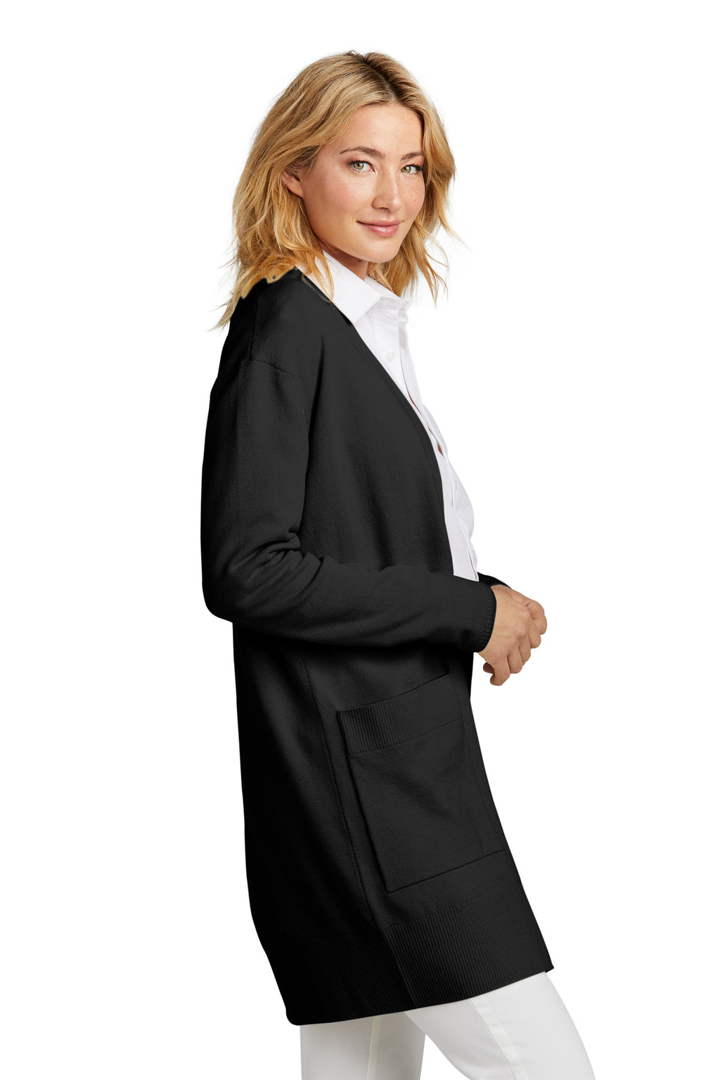 Mercer+Mettle Women's Open-Front Cardigan Sweater MM3023 - Deep Black - side