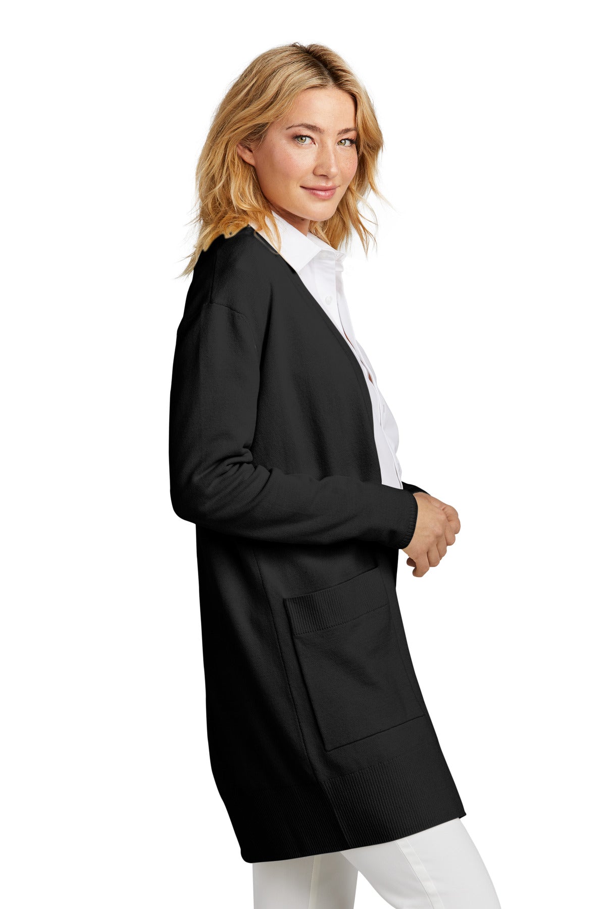 Mercer+Mettle Women's Open-Front Cardigan Sweater MM3023 - Deep Black - side