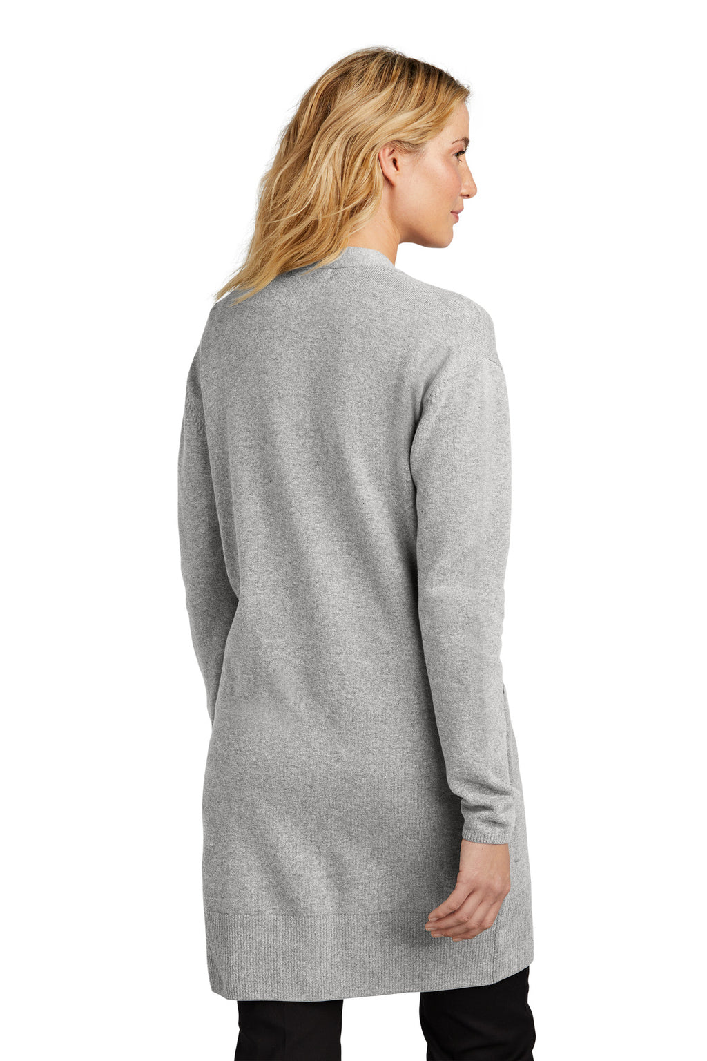 Mercer+Mettle Women's Open-Front Cardigan Sweater MM3023 - Gusty Grey Heather - back