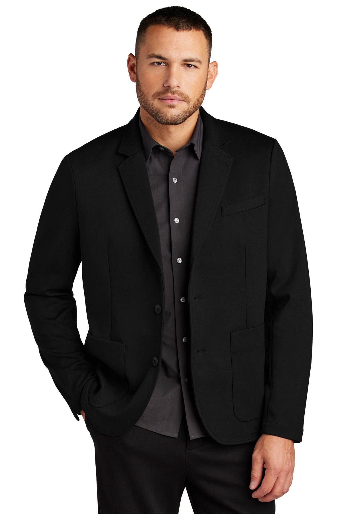 Mercer+Mettle Relaxed Knit Blazer MM3030 - Deep Black - front