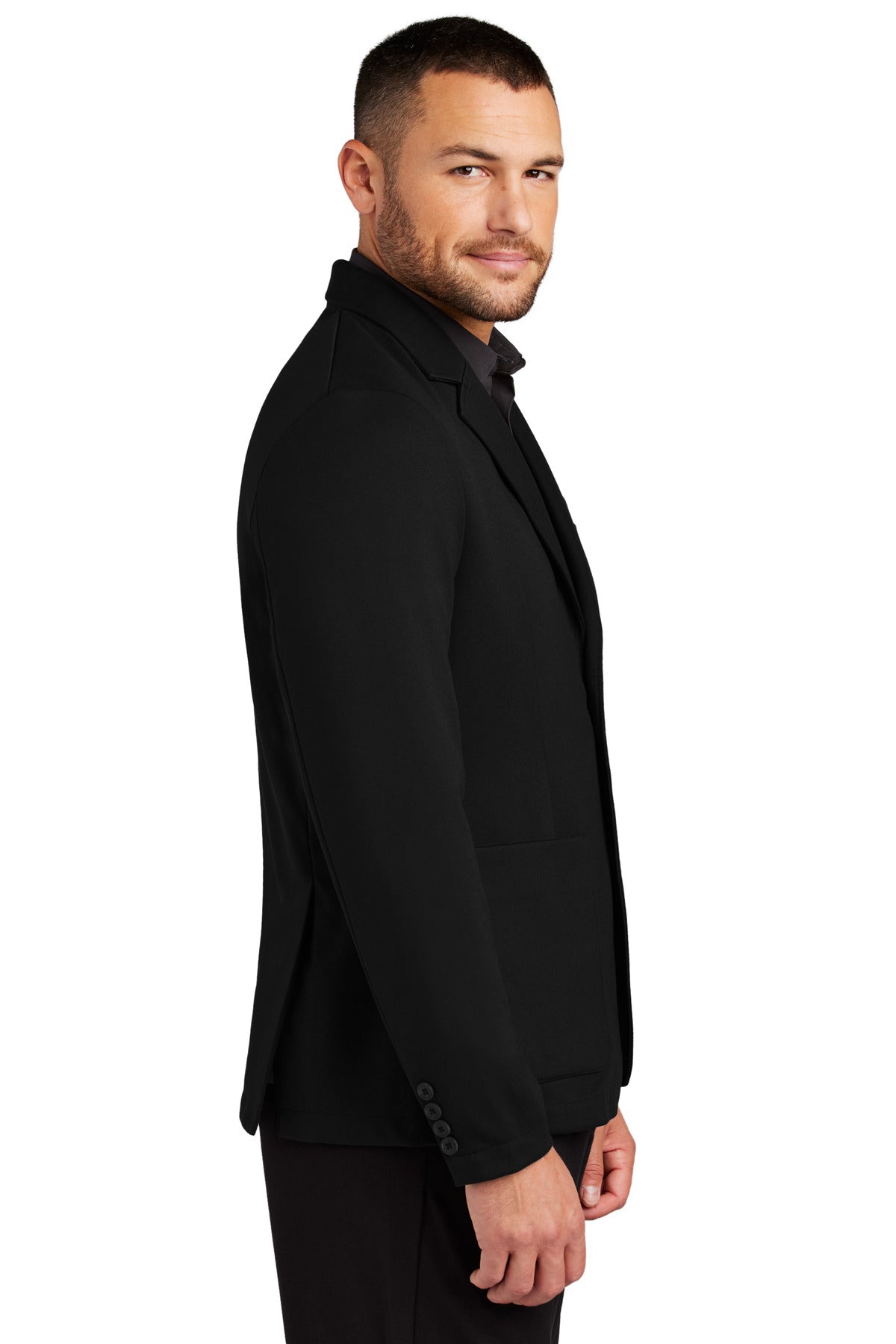 Mercer+Mettle Relaxed Knit Blazer MM3030 - Deep Black - side