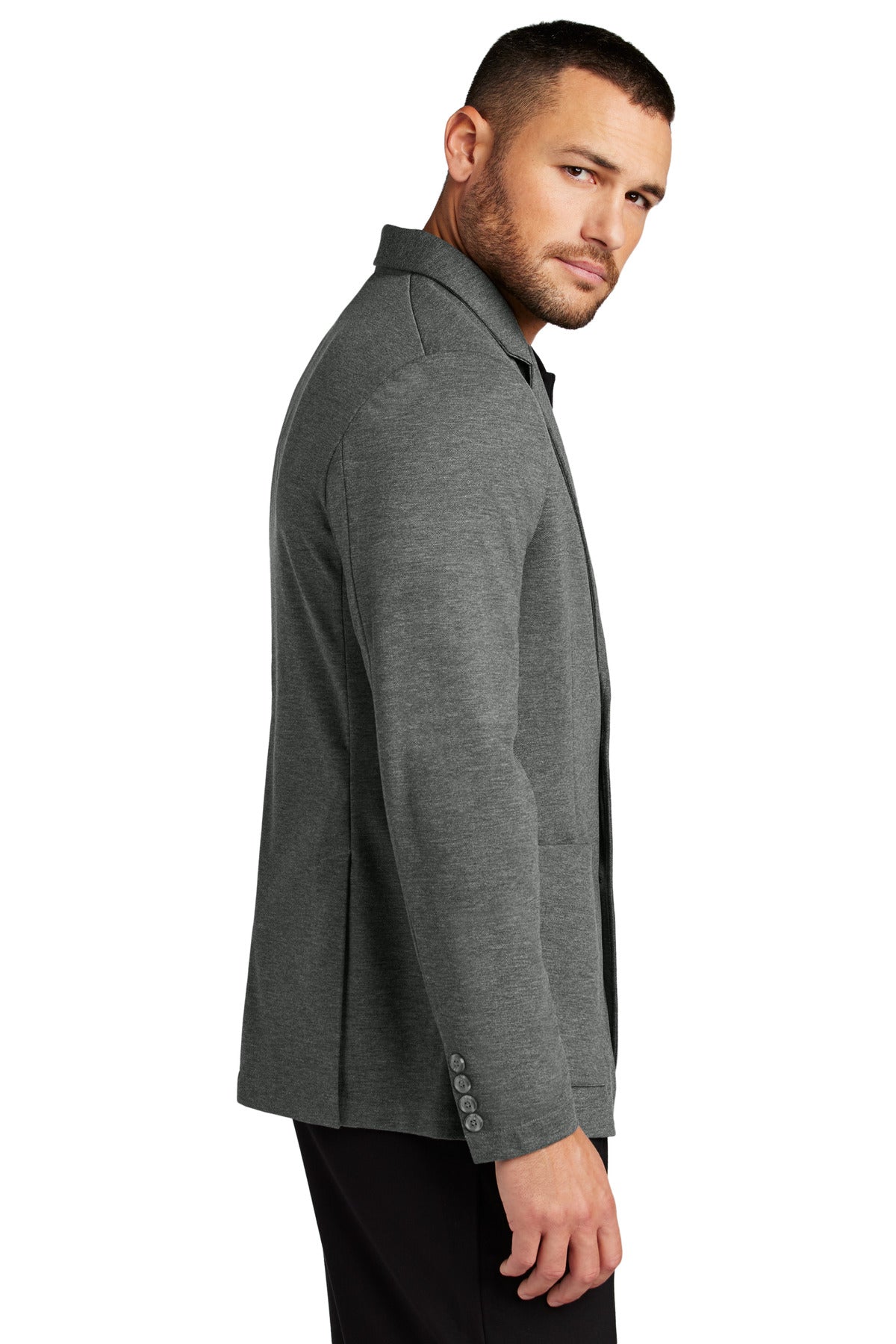 Mercer+Mettle Relaxed Knit Blazer MM3030 - Storm Grey Heather - side