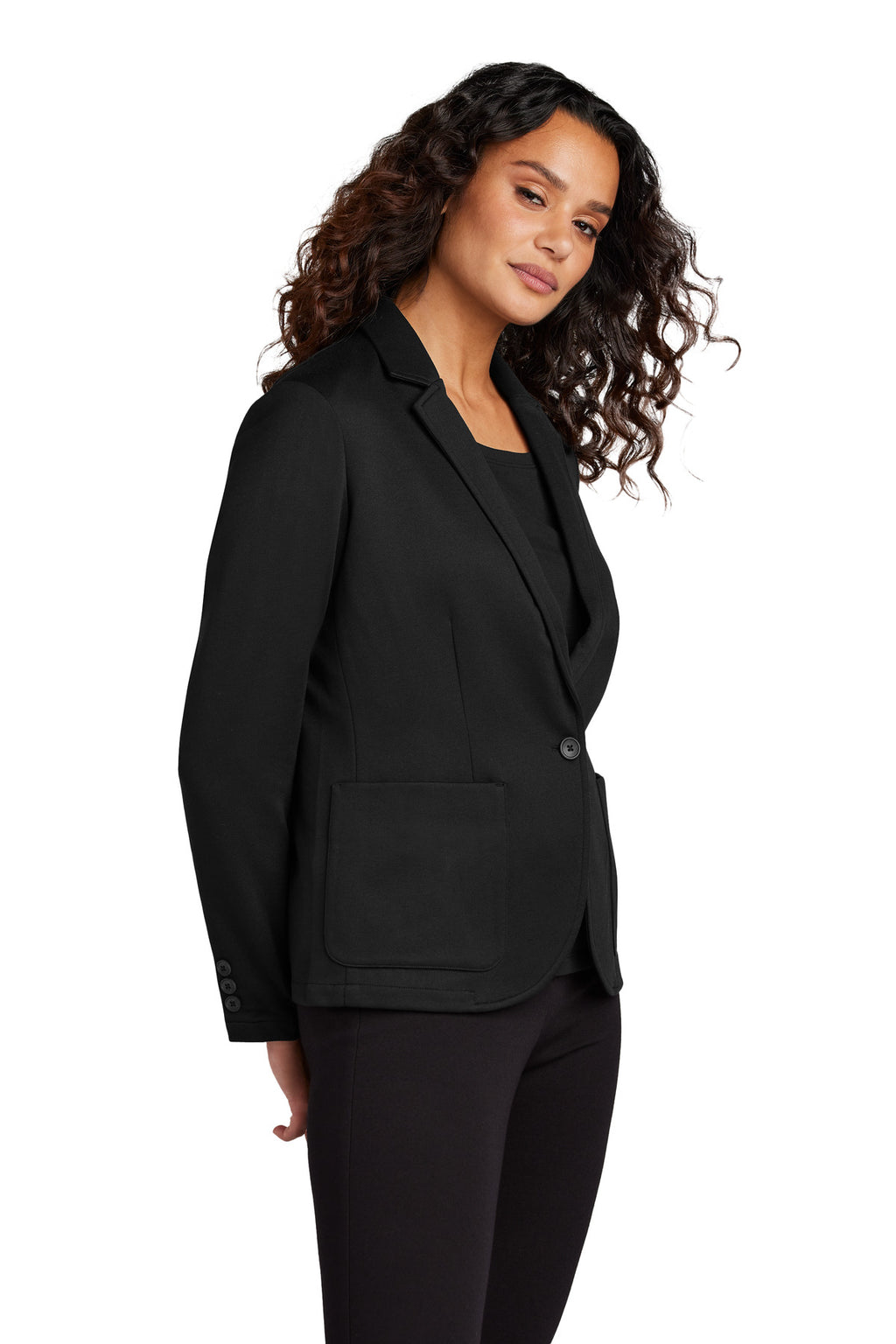 Mercer+Mettle Women's Relaxed Knit Blazer MM3031 - Deep Black - side