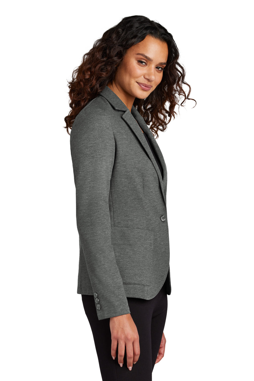 Mercer+Mettle Women's Relaxed Knit Blazer MM3031 - Storm Grey Heather - side