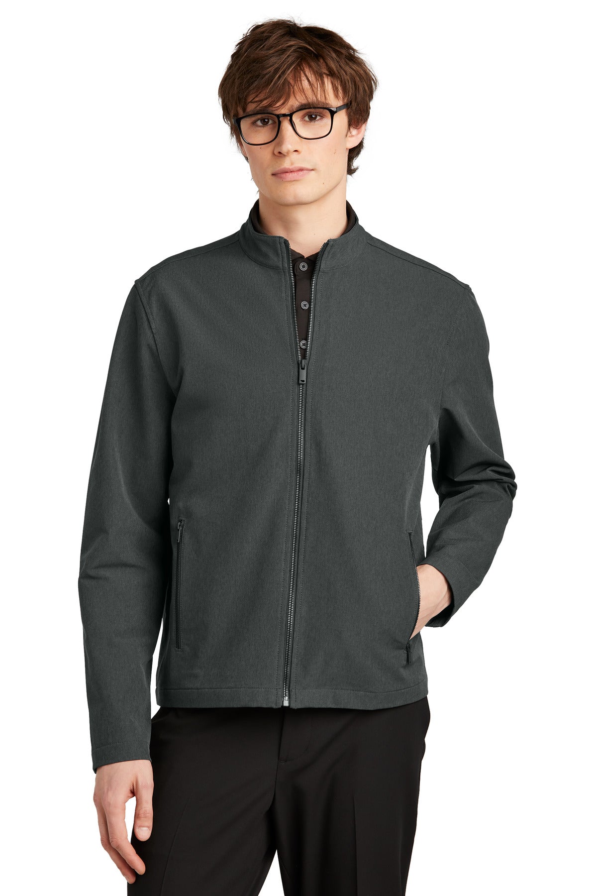 Mercer+Mettle Stretch Soft Shell Jacket MM7102 - Anchor Grey Heather - front