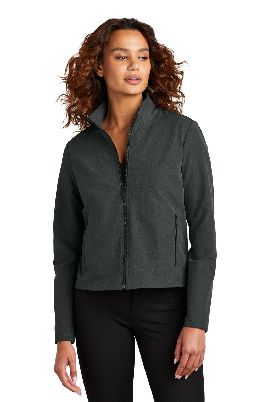 Mercer+Mettle Women's Stretch Soft Shell Jacket MM7103 - Anchor Grey Heather - front