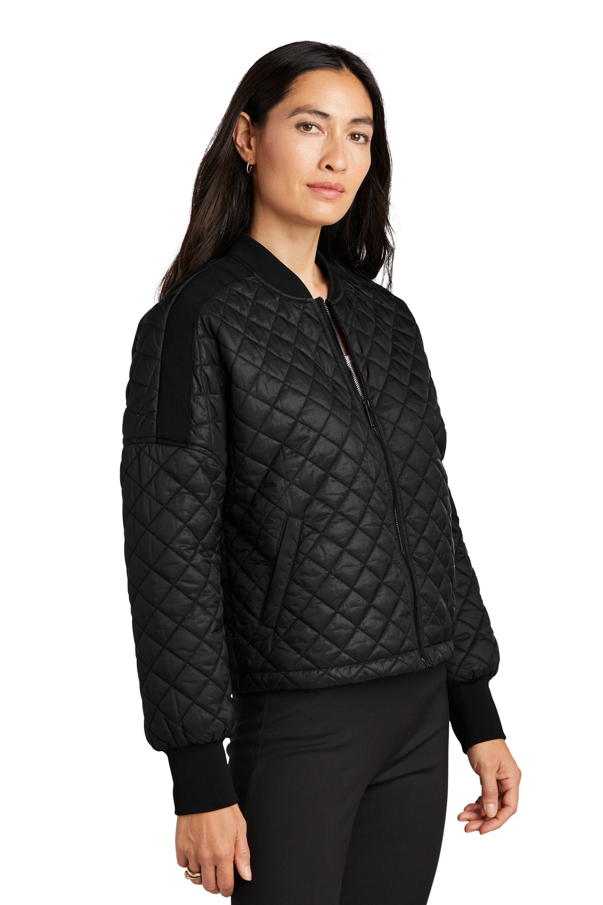 Mercer+Mettle Women's Boxy Quilted Jacket MM7201 - Deep Black - three_q
