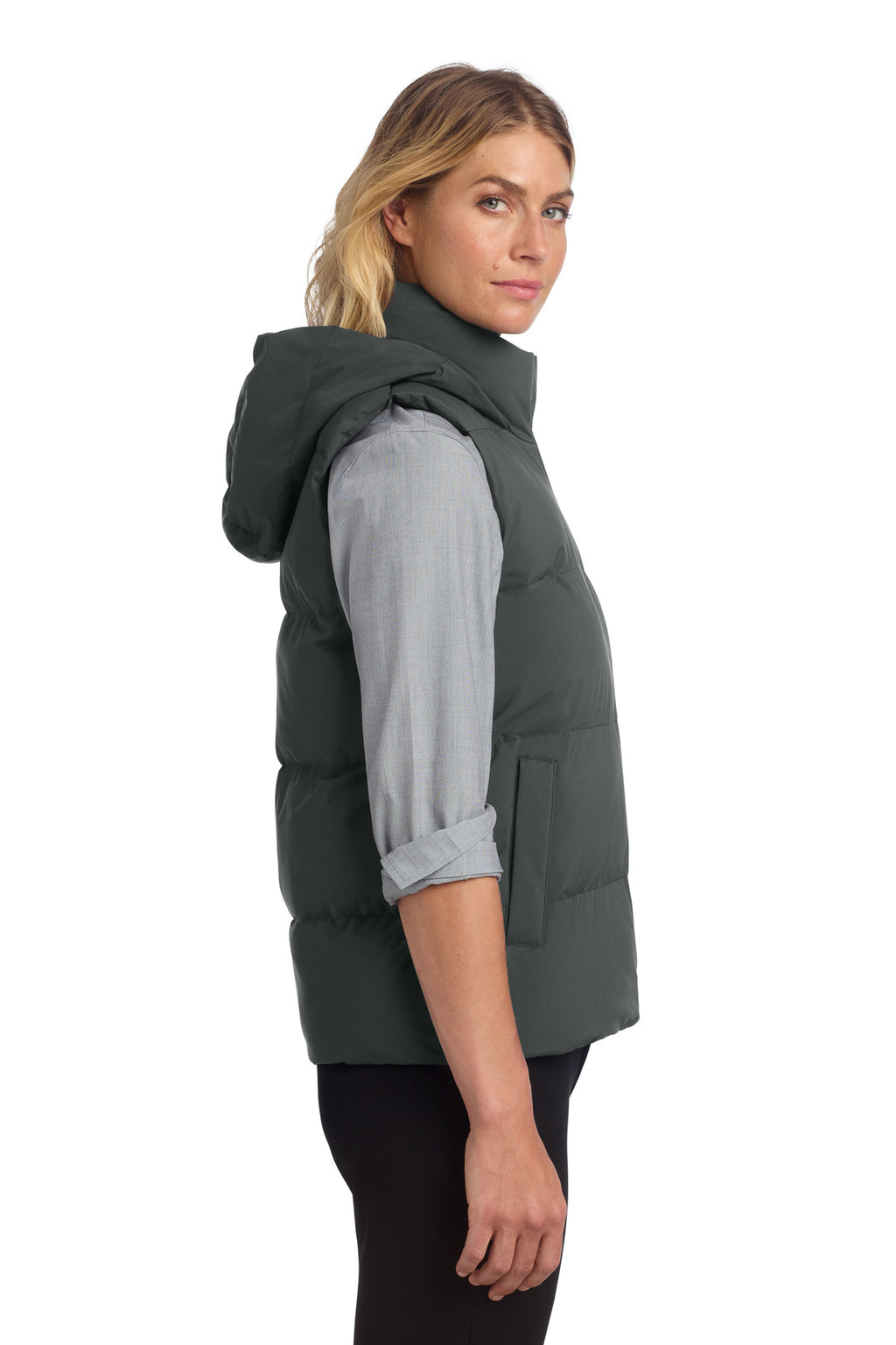 Mercer+Mettle Women's Puffy Vest MM7217 - Anchor Grey - side