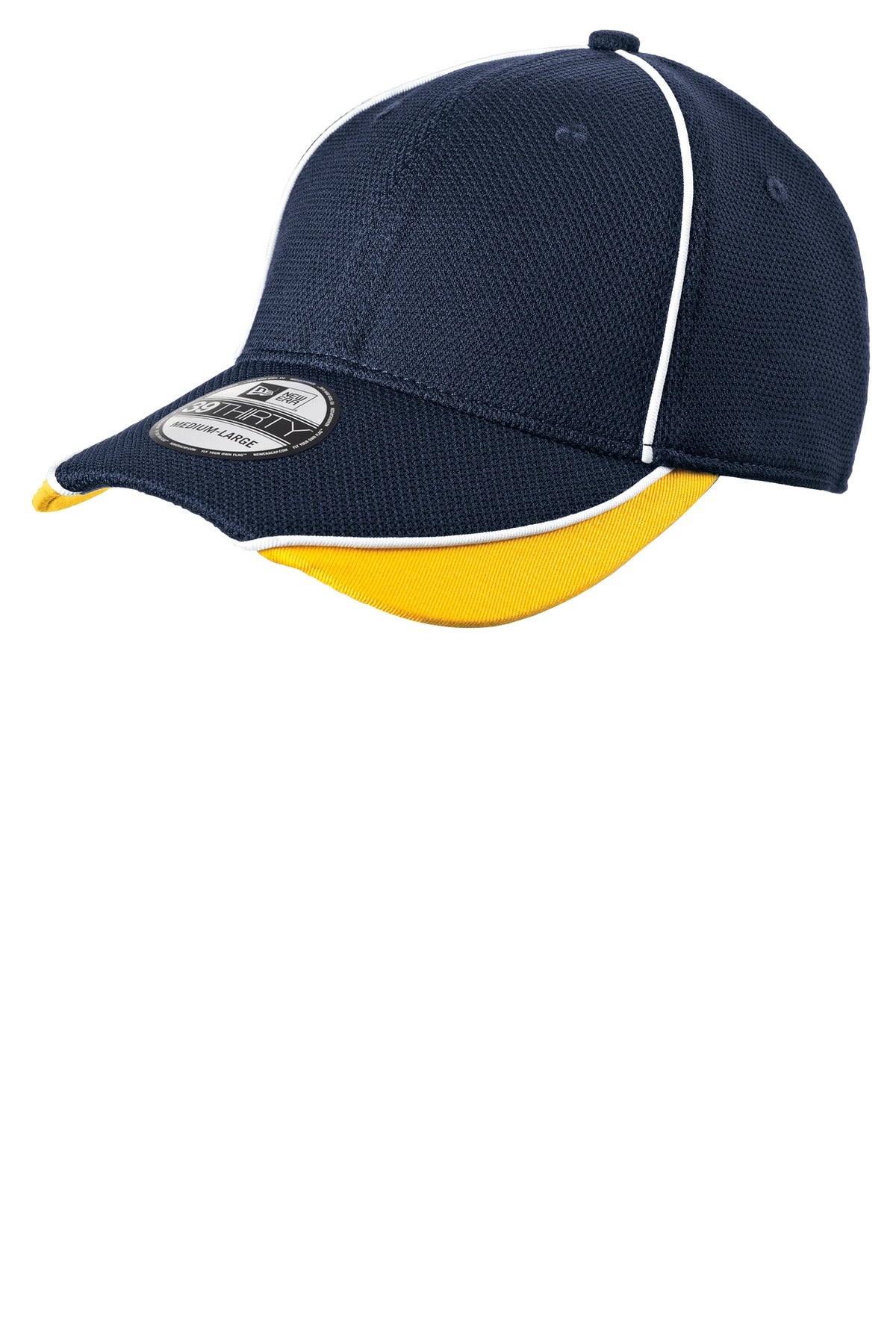 DISCONTINUED New Era - Contrast Piped BP Performance Cap. NE1050 - Deep Navy/Gold - front