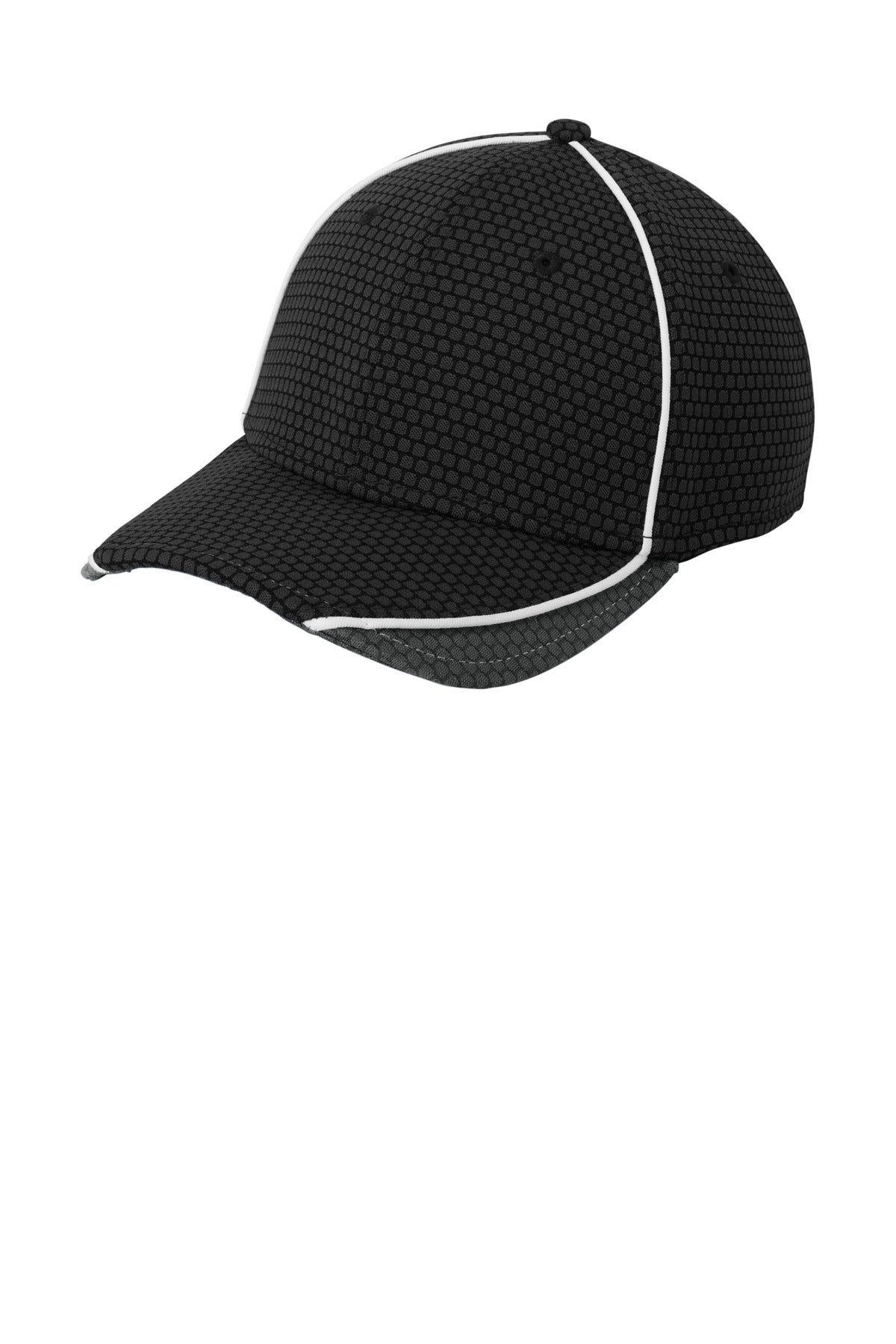 DISCONTINUED New Era Hex Mesh Cap. NE1070 - Black/ Graphite/ White - front