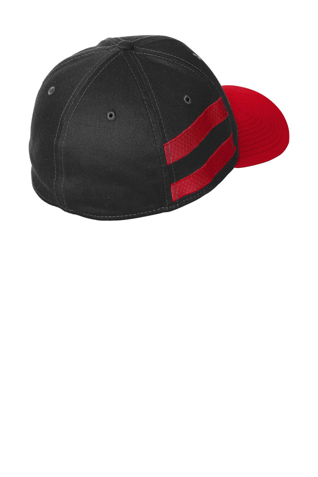 DISCONTINUED New Era Stretch Cotton Striped Cap NE1122 - Black/ Scarlet - back