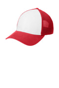 New Era Snapback Contrast Front Mesh Cap. NE204 - White/ Scarlet Red - front
