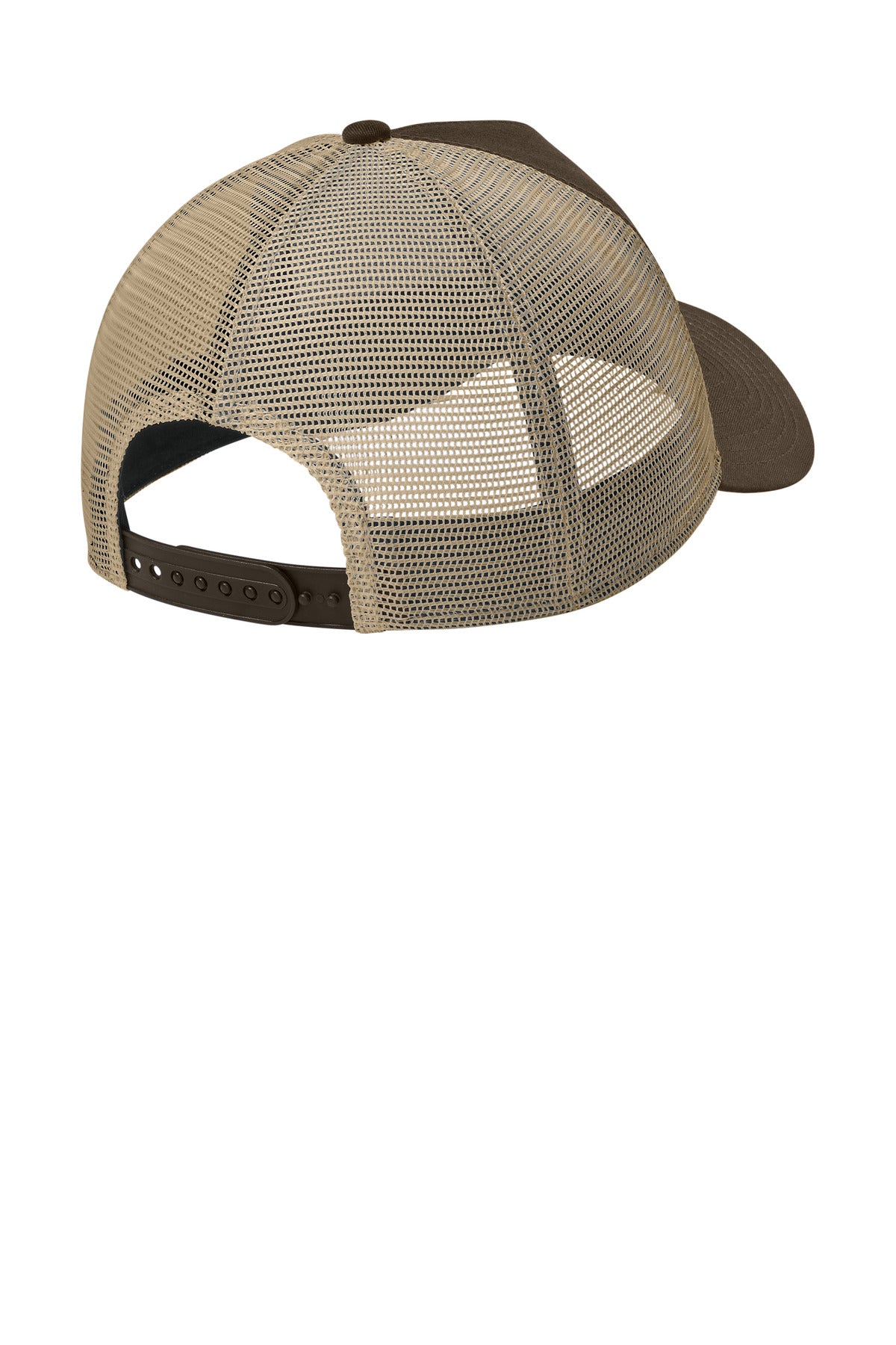 New Era Snapback Trucker Cap. NE205 - Flag Chocolate/ Khaki - back