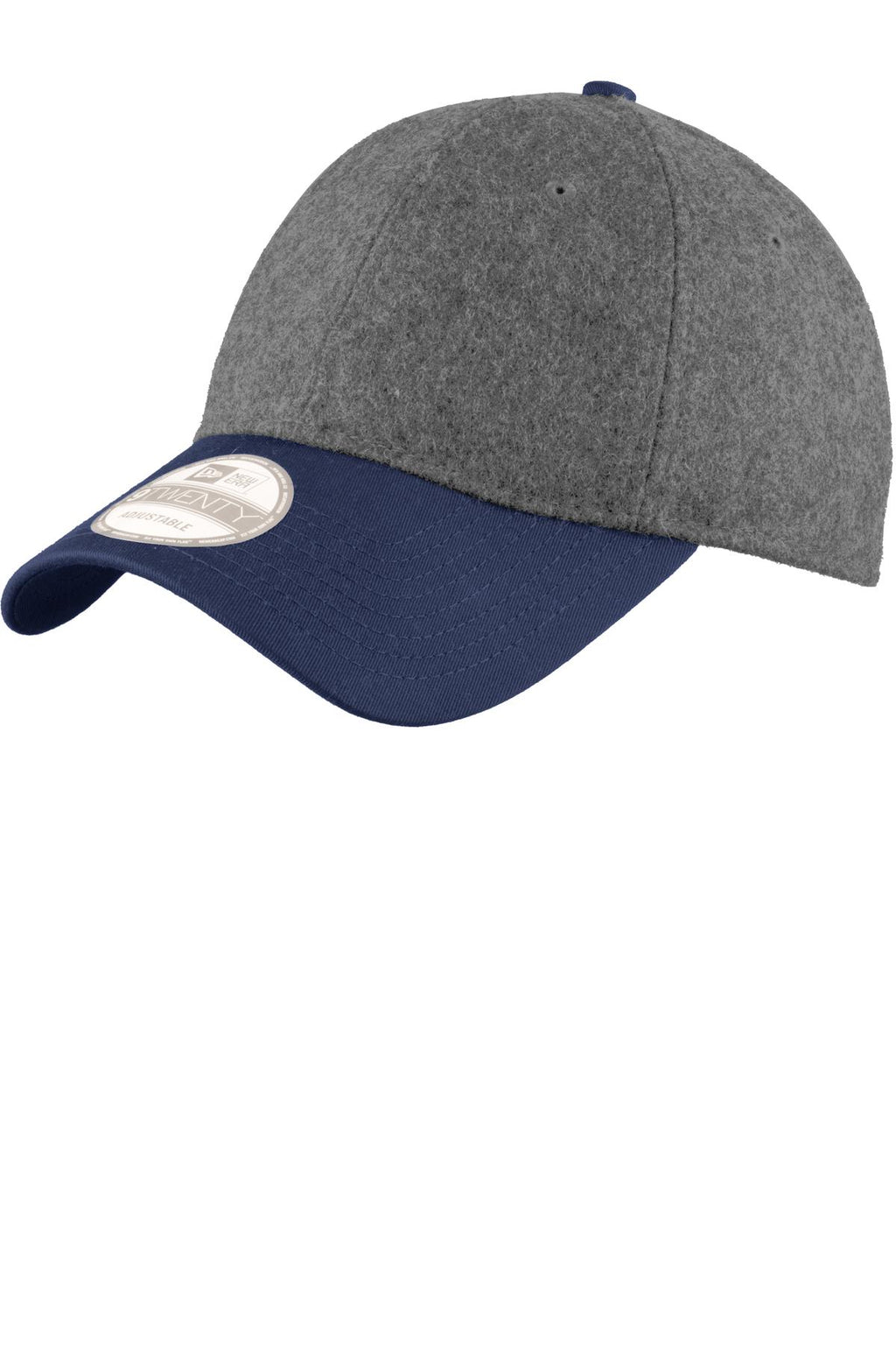 DISCONTINUED New Era Melton Wool Heather Cap. NE206 - Graphite Heather/ Deep Navy - front