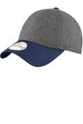 DISCONTINUED New Era Melton Wool Heather Cap. NE206 - Graphite Heather/ Deep Navy - front