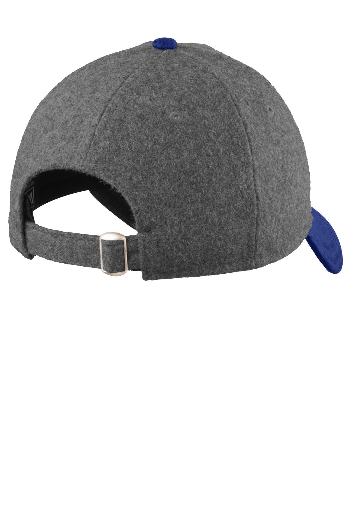 DISCONTINUED New Era Melton Wool Heather Cap. NE206 - Graphite Heather/ Royal - back