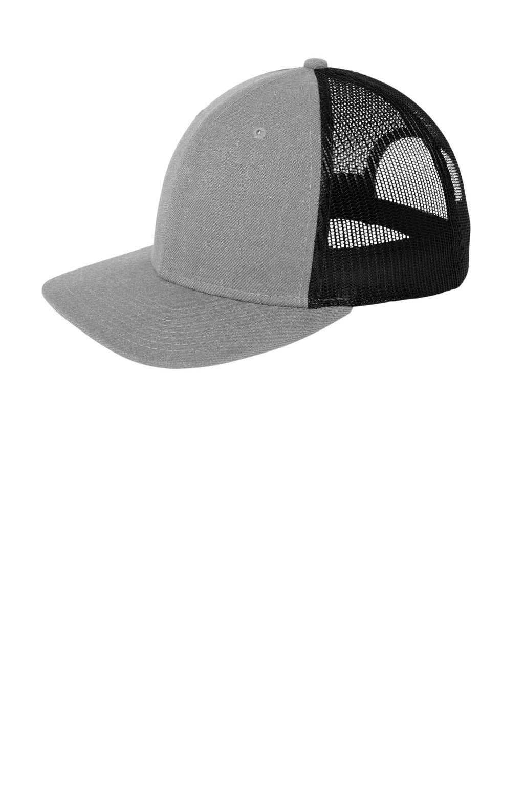 New Era Snapback Low Profile Trucker Cap NE207 - Heather Grey/ Black - front