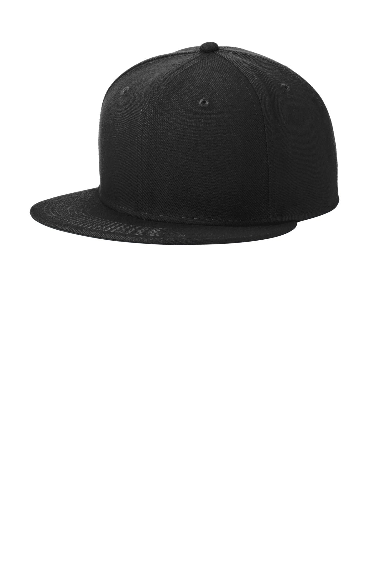 New Era Standard Fit Flat Bill Snapback Cap NE4020 - Black - front
