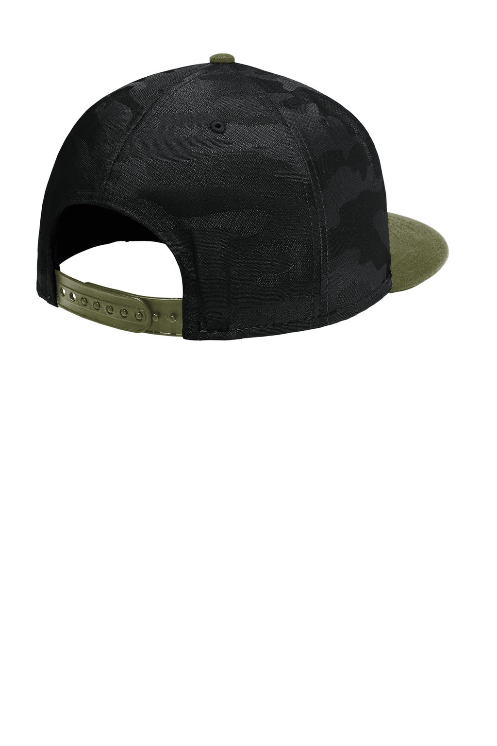 New Era Camo Flat Bill Snapback Cap NE407 - Army/ Black Camo - back