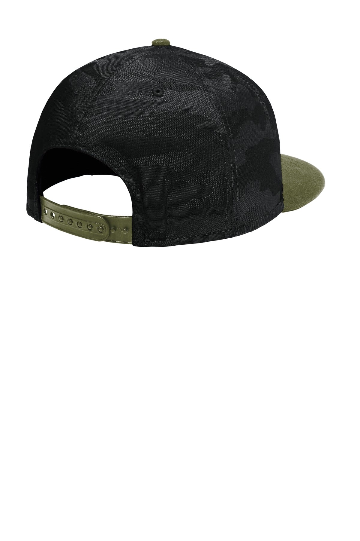 New Era Camo Flat Bill Snapback Cap NE407 - Army/ Black Camo - back