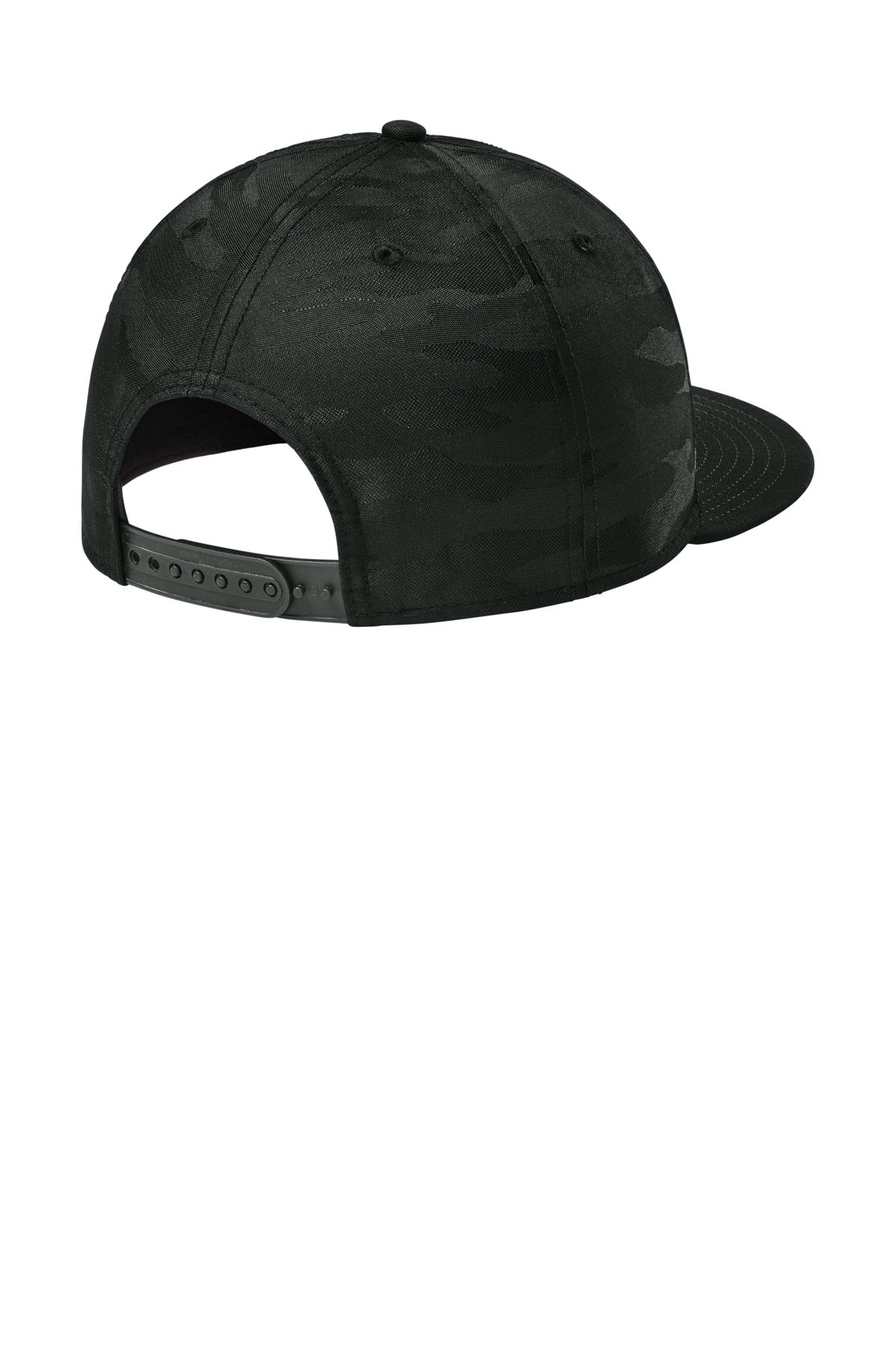 New Era Camo Flat Bill Snapback Cap NE407 - Flag Black/ Black Camo - back